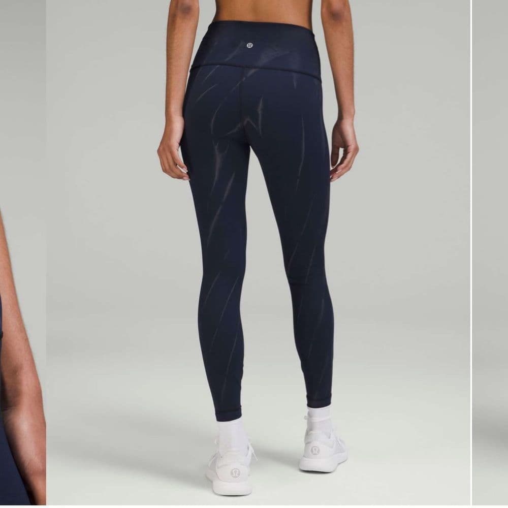 Lululemon Wunder Train High Rise Tight 25” in Sun Bleached Wash True Navy Sz 10