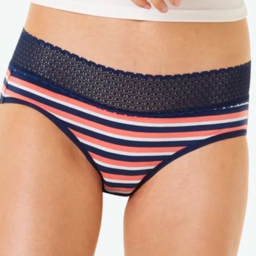Bombas Modal Striped Lace Trimmed Hipster Underwear Sz XL