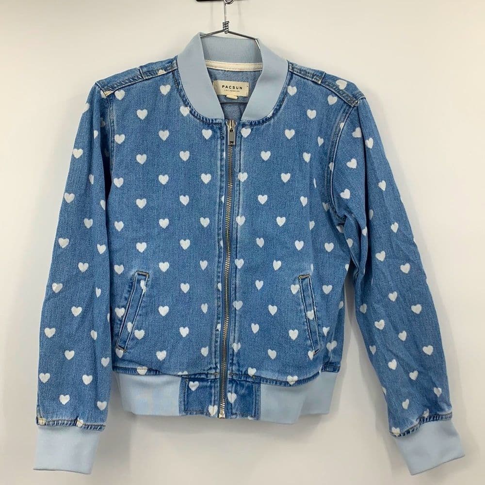 Pac Sun Denim Heart Jacket Sz Small