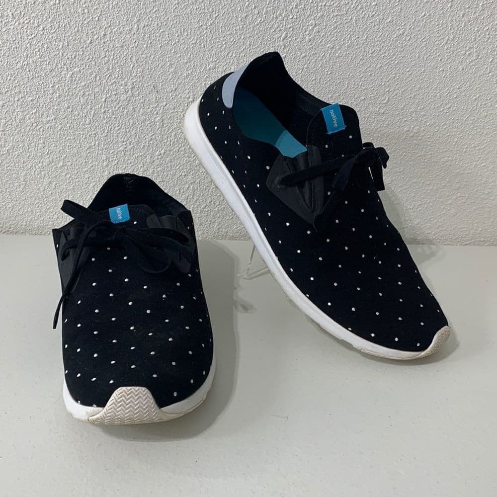 Native Sneakers Black w/ Embroidered Dots Sz 10