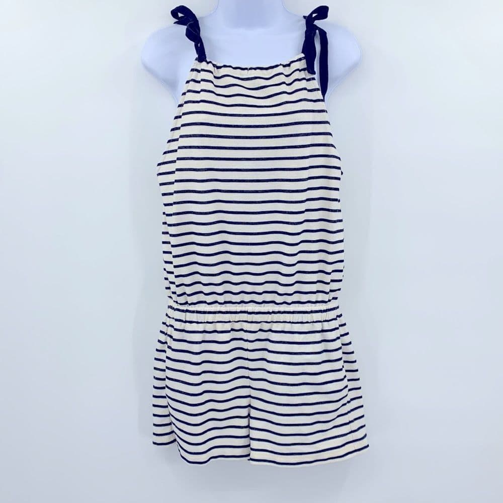 Madewell Tie-Shoulder Romper in Stripe Sz S