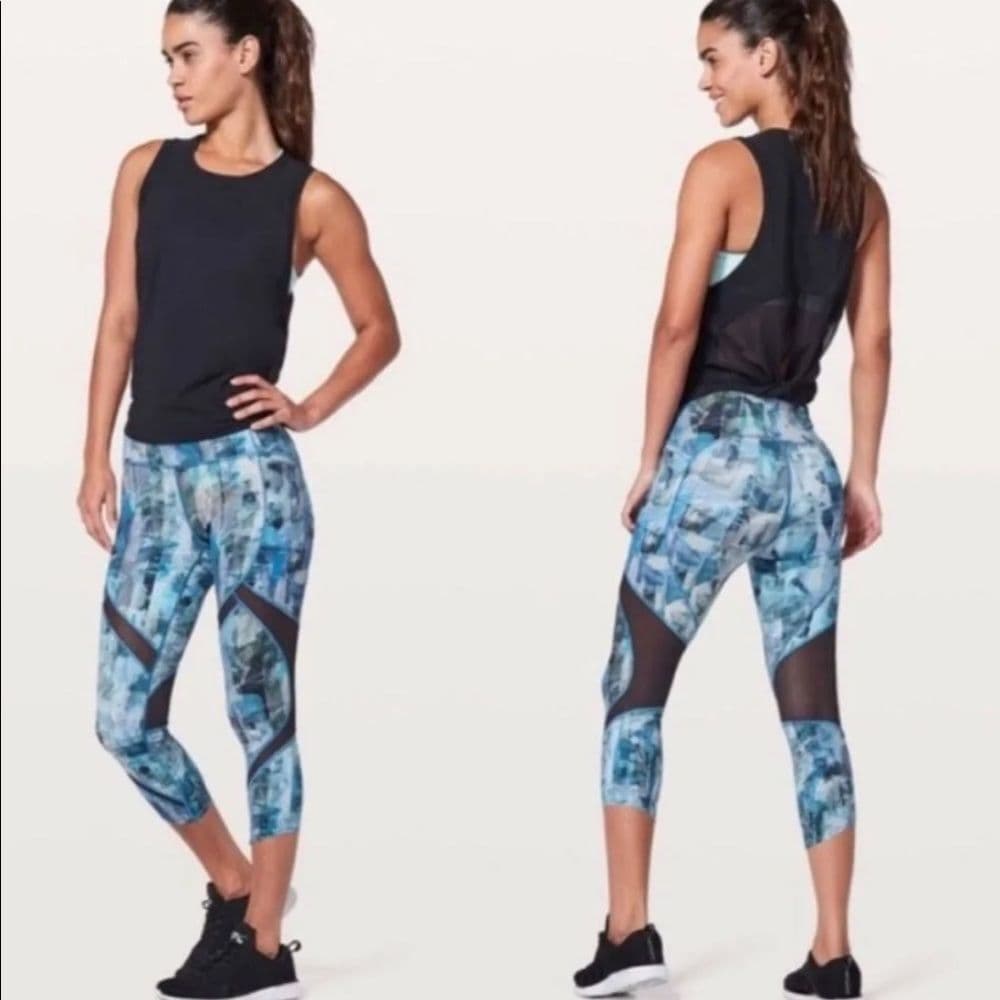 Lululemon On Pace Crop 21 Sun Dazed Multi Blue Sz 6