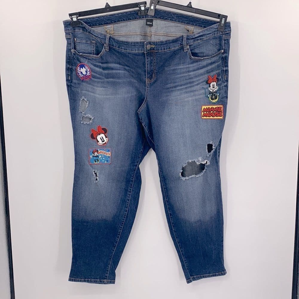 Disney Minnie Mouse Patches Plus Size Jeans Sz 28R