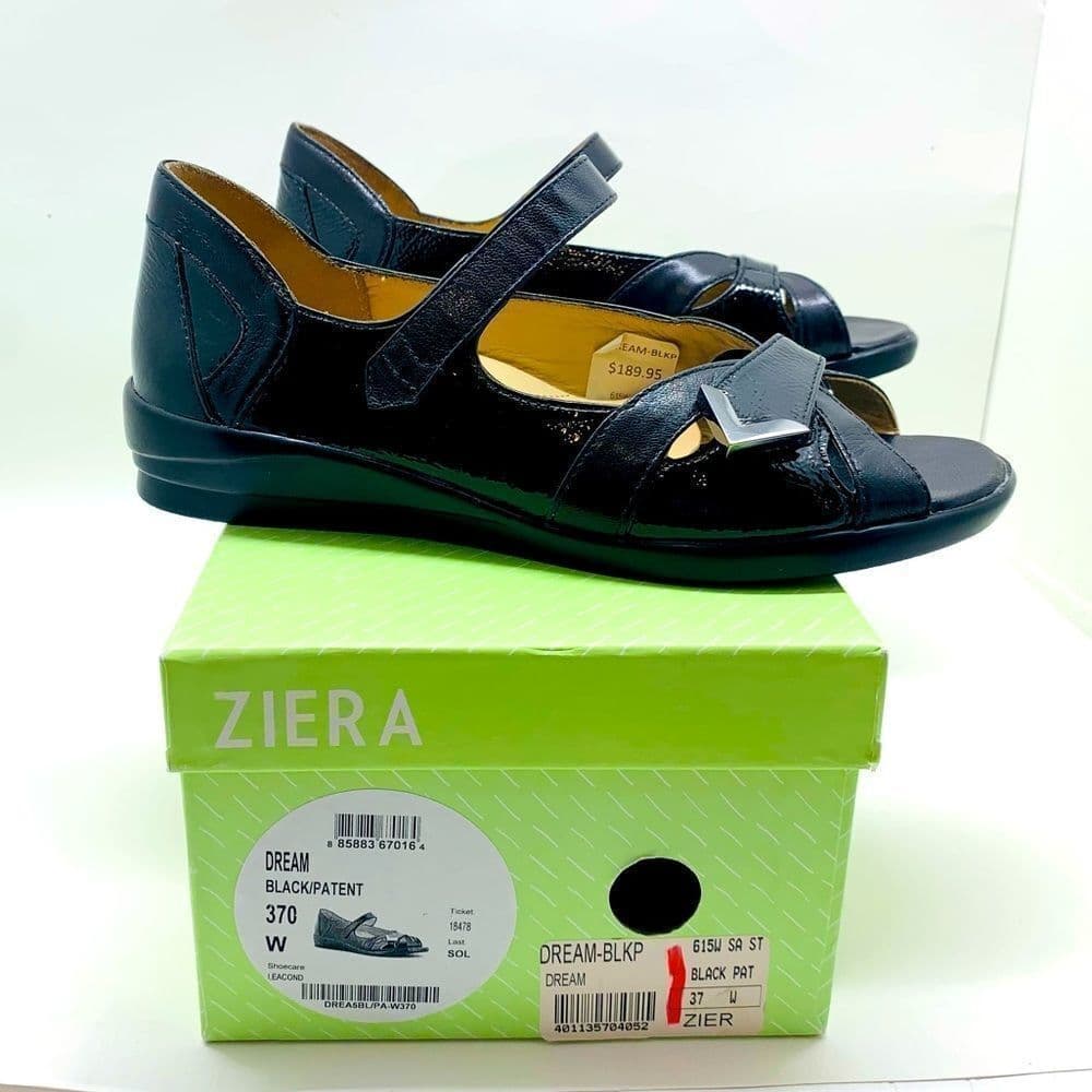 Ziera Black Sandal Comfort Shoe Sz 37
