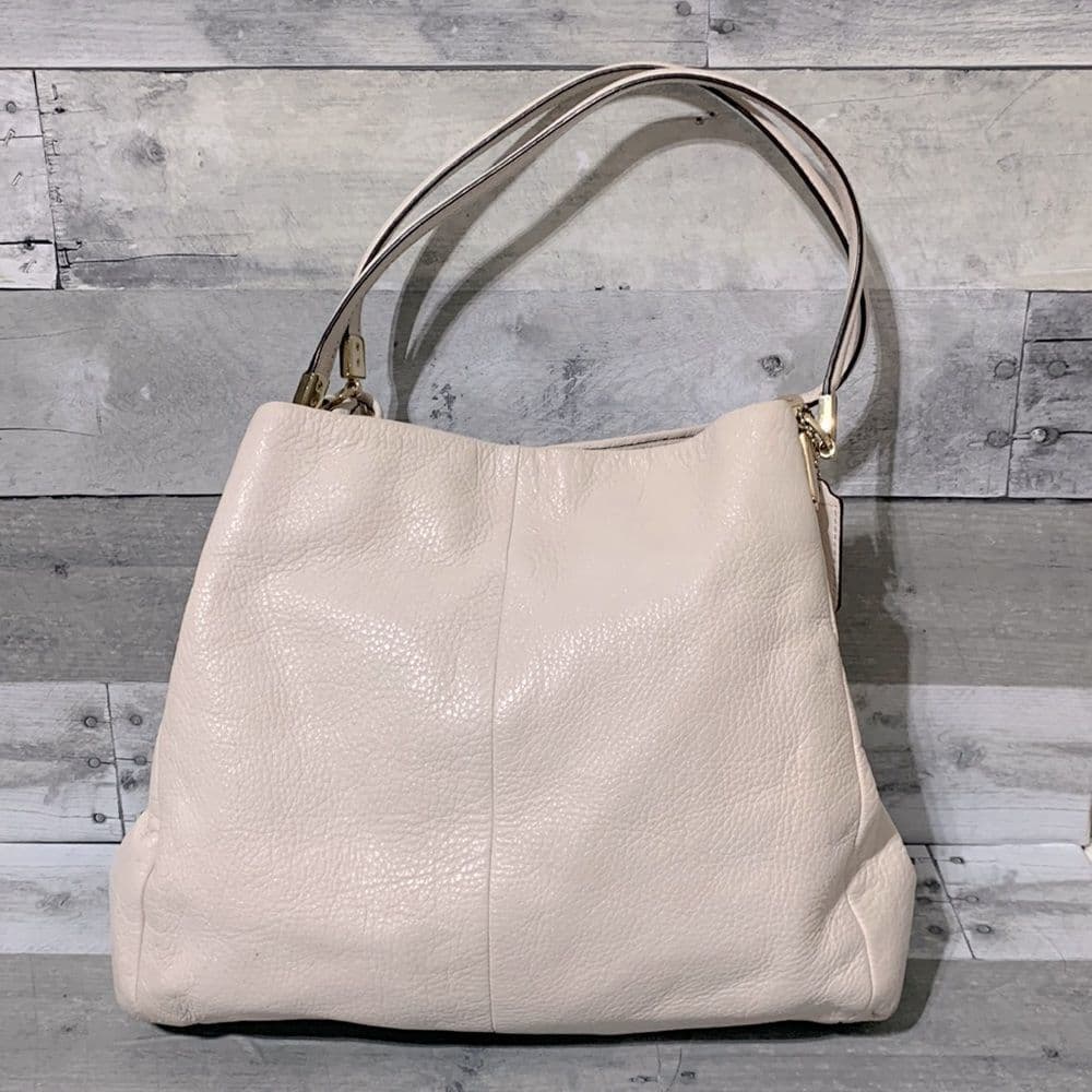 Coach Madison Leather Phoebe Satchel Cream