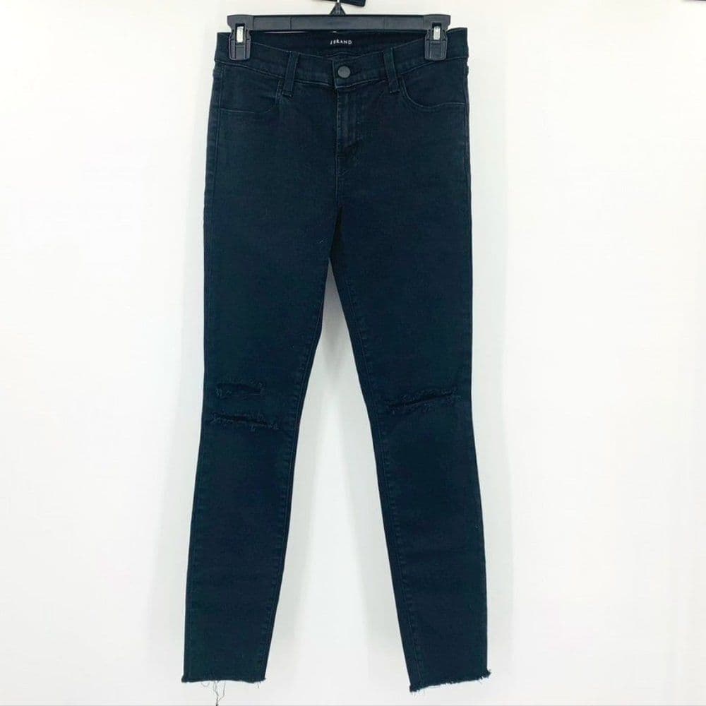J Brand Mid Rise Crop Skinny Distressed Sz 25