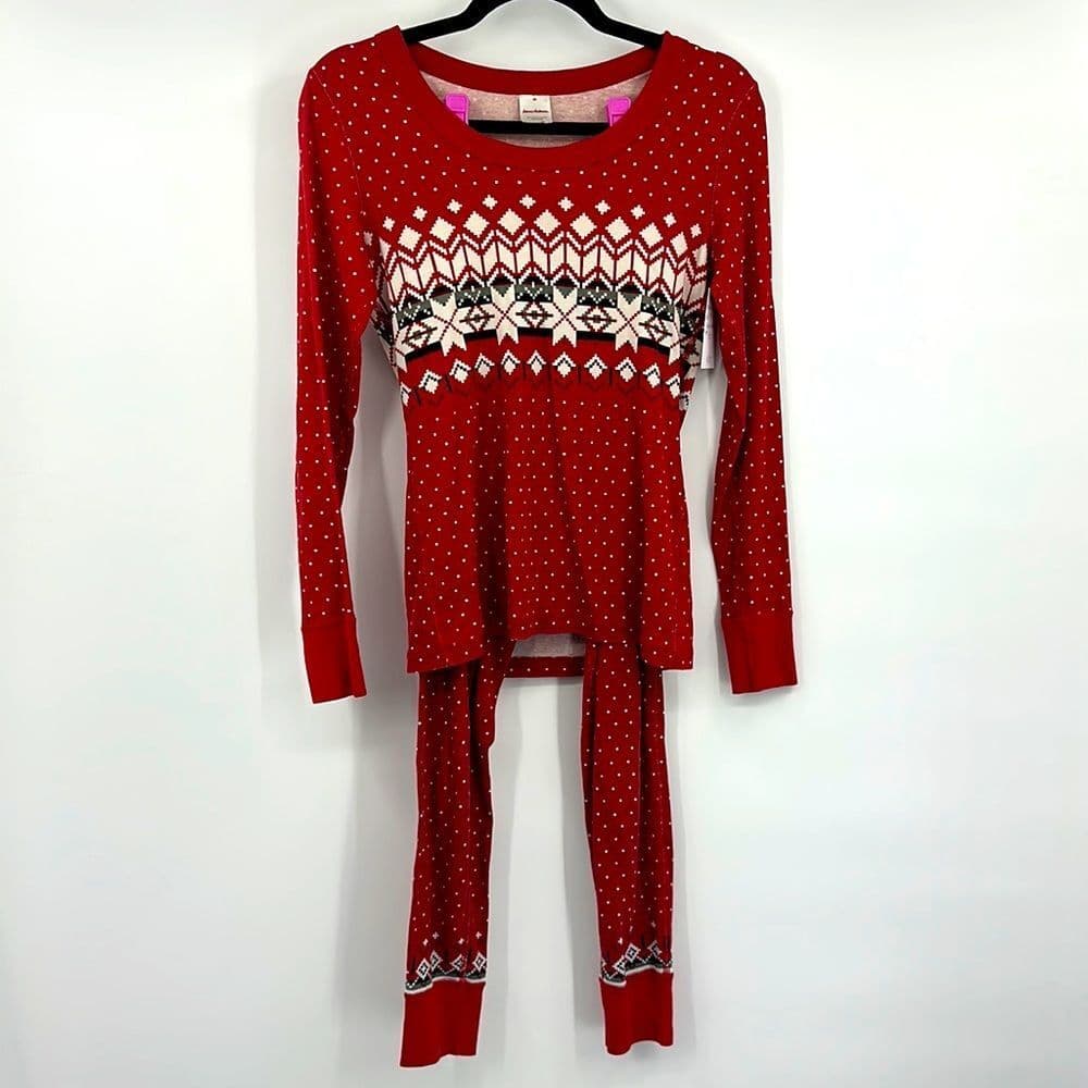 Hanna Andersson Heritage Fairisle In Red 2pc Long John Set in Sz XS