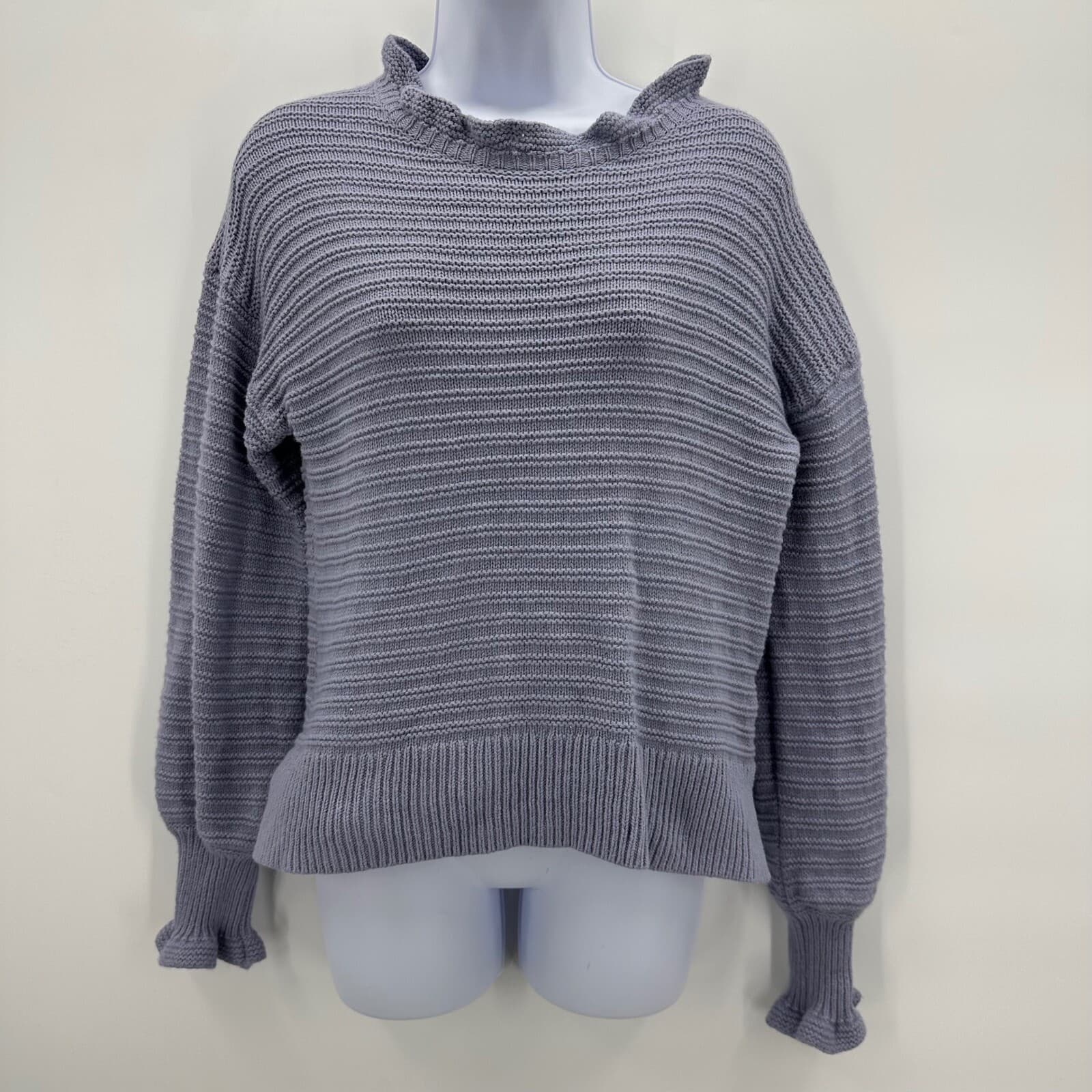 Madewell Knit Ruffle Sweater Purple Sz Medium