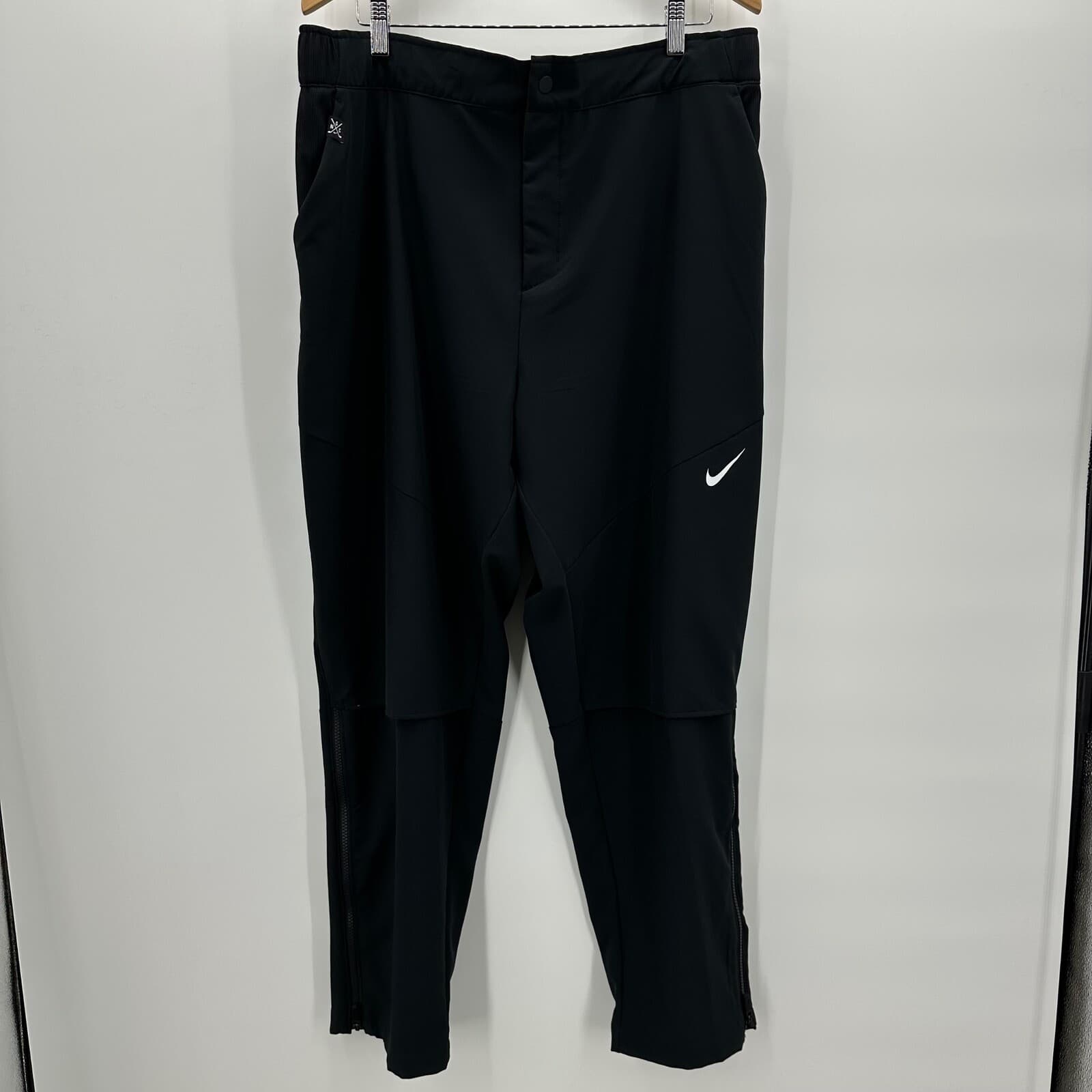 Nike Golf Pants Loose Fit Lightweight Black Athletic Zip Pockets Extra Large