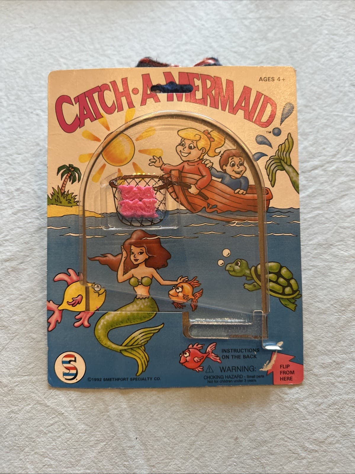 1992 Catch A Mermaid Flip Skill Toy Game Smethport USA Made Vintage FREE SHIP
