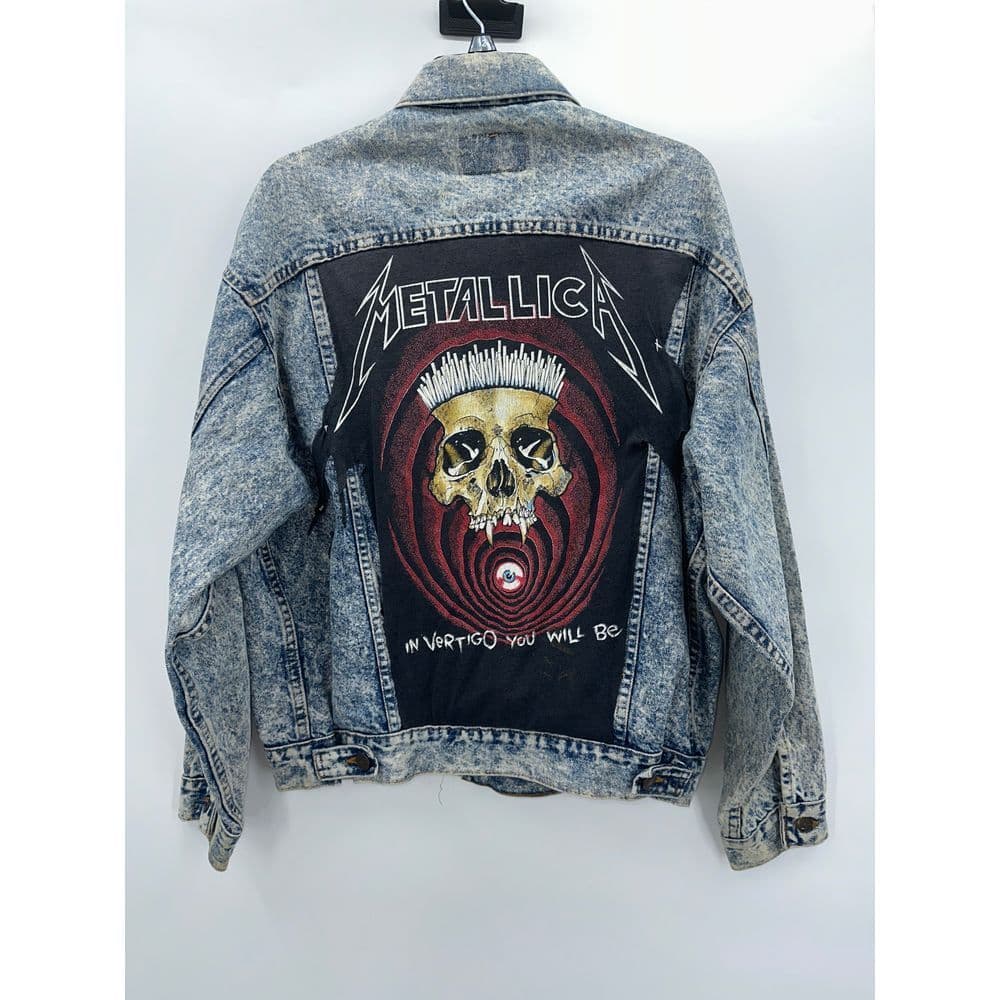 Vintage Levi's Acid Wash Denim Jacket with Metallica Back Patch Sz L