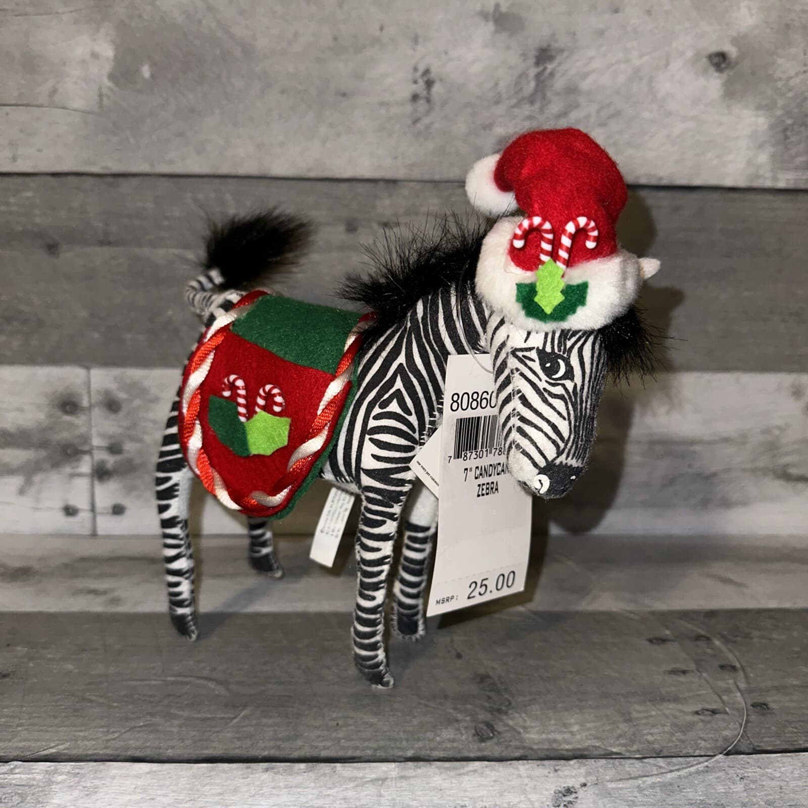 Annalee 7" Zebra Candycane Candy Cane Zoo Animal 808607 Christmas 2007