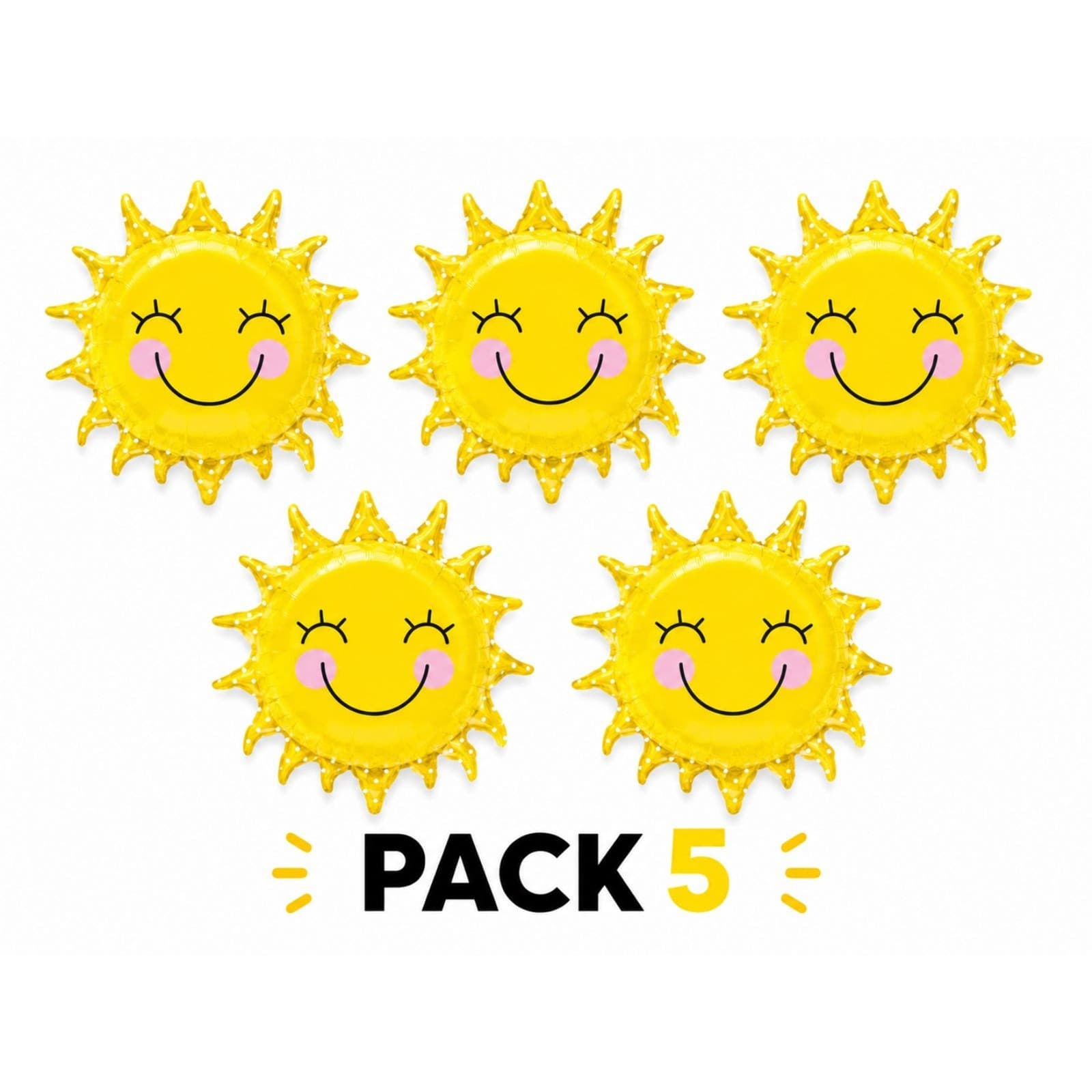 5 Pack 26in Smiling Sun Yellow Balloms Sunshine Birthday Party Decor