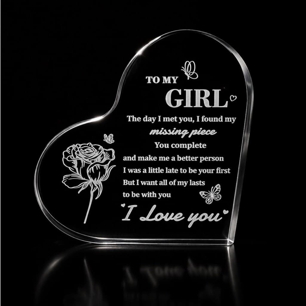 To My Girl Acrylic Heart Gift Romantic Birthday Anniversary Valentine GF
