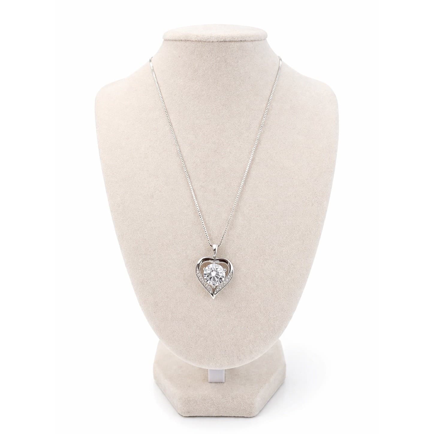 Moissanite Heart Necklace 1 Carat 925 Sterling Silver Pendant Gift Women Love