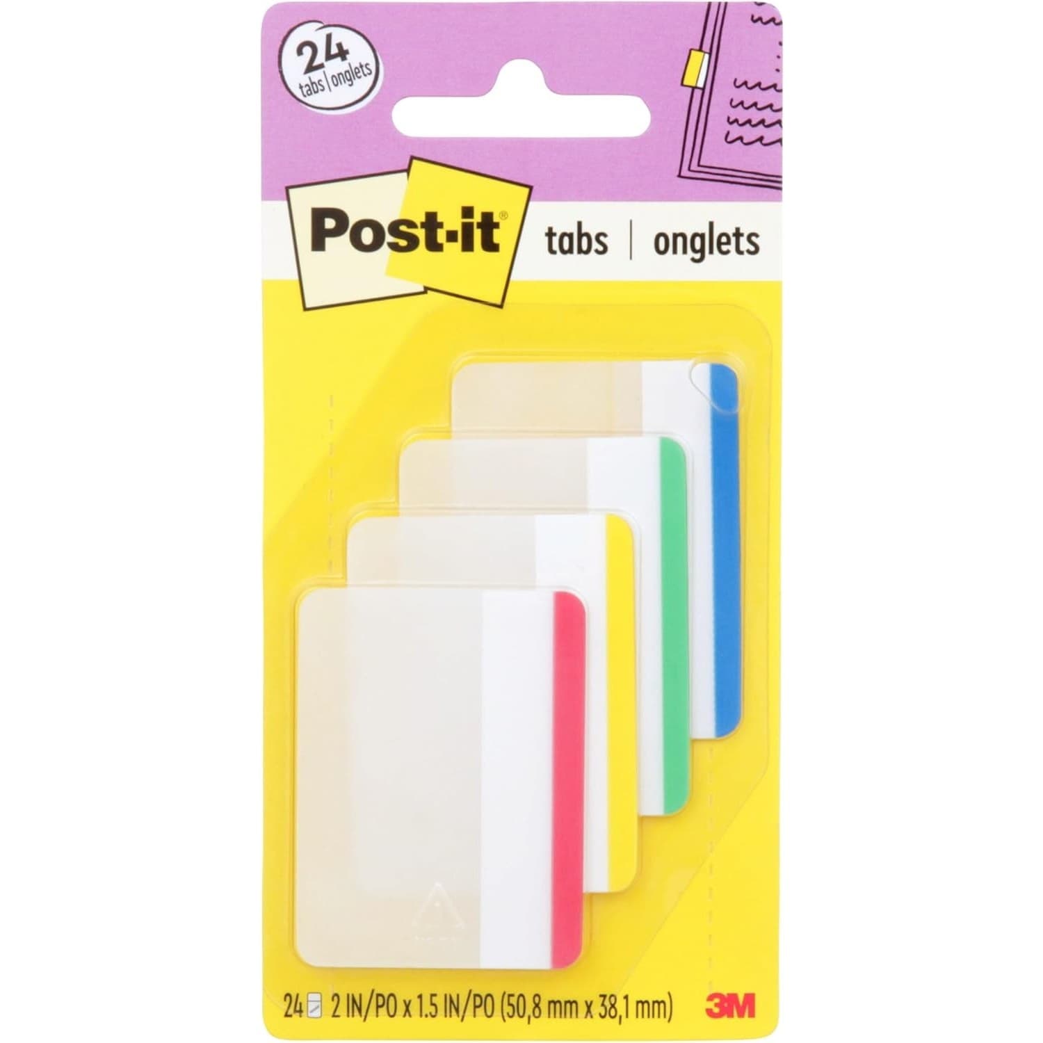 Post-it Tabs 2 Pack 24 Tabs Each Assorted Colors Durable Filing Divider