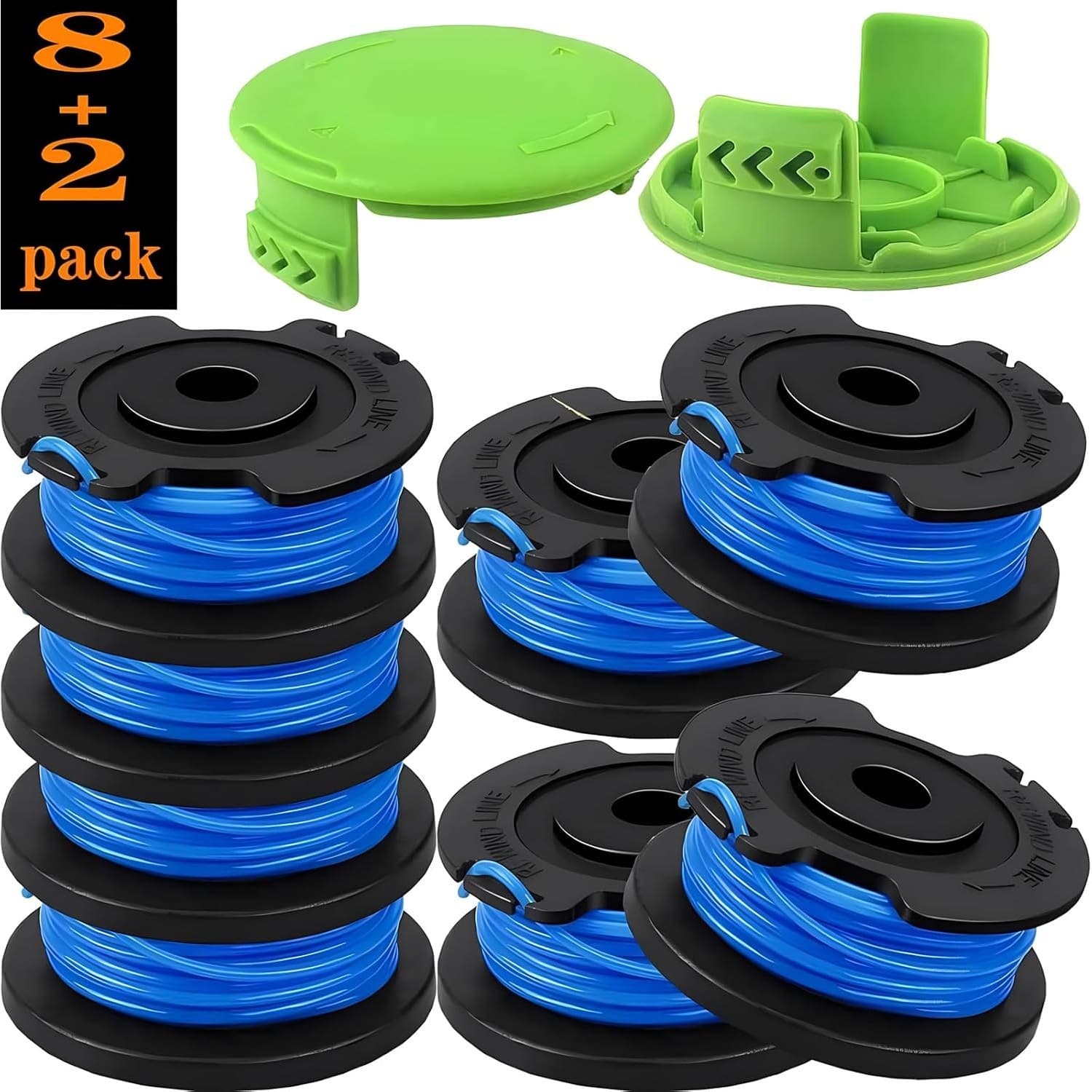0.065" 16ft Auto Feed Trimmer Spool 29092 for Greenworks 24V 40V 8 String+2 Caps
