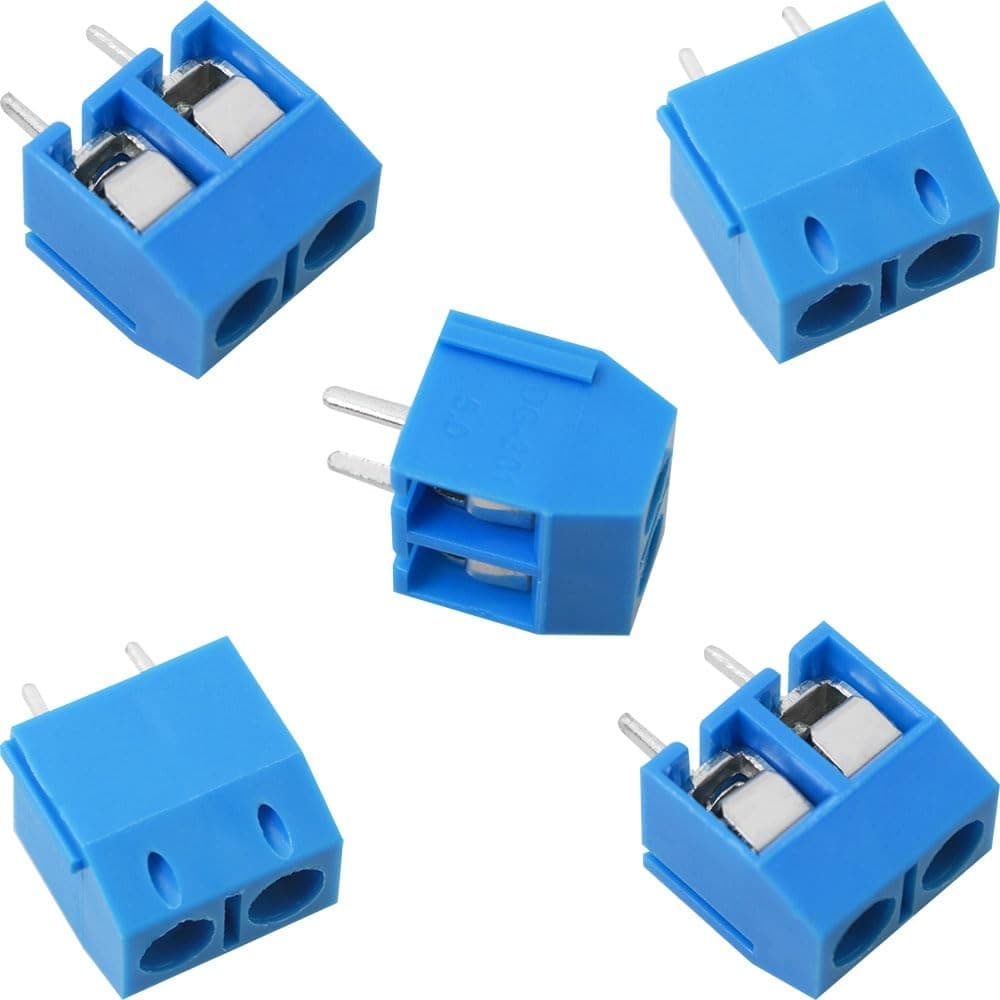 40PCS 2 Pin 5mm Screw Terminal Block Connector PCB Mount 10A 300V Blue