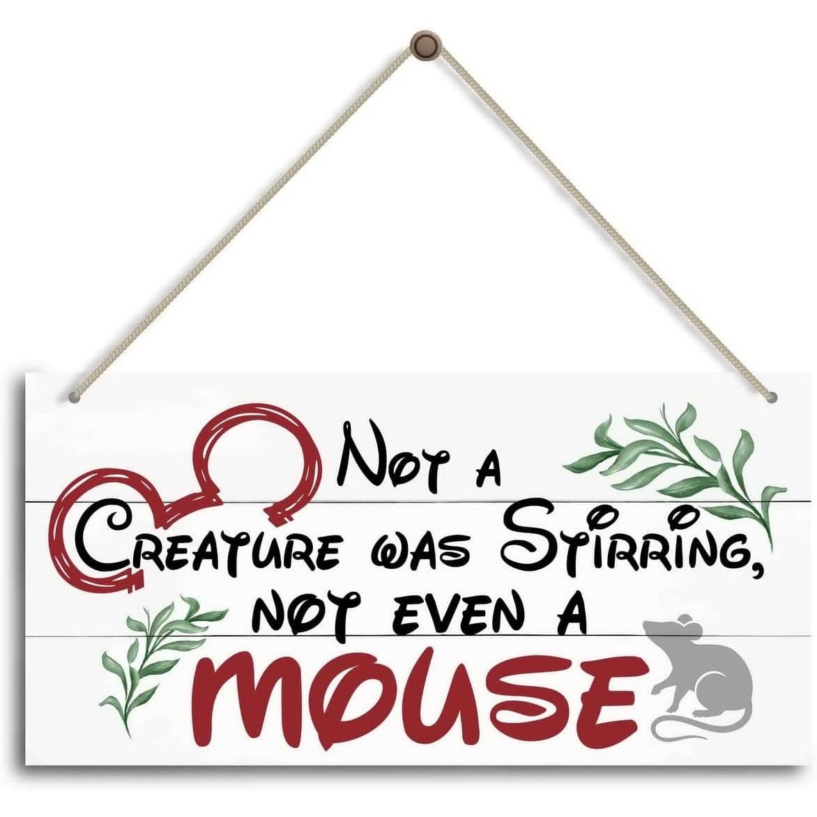Christmas Wooden Door Sign Not a Creature Was Stirring Rustic Holiday Wall Decor