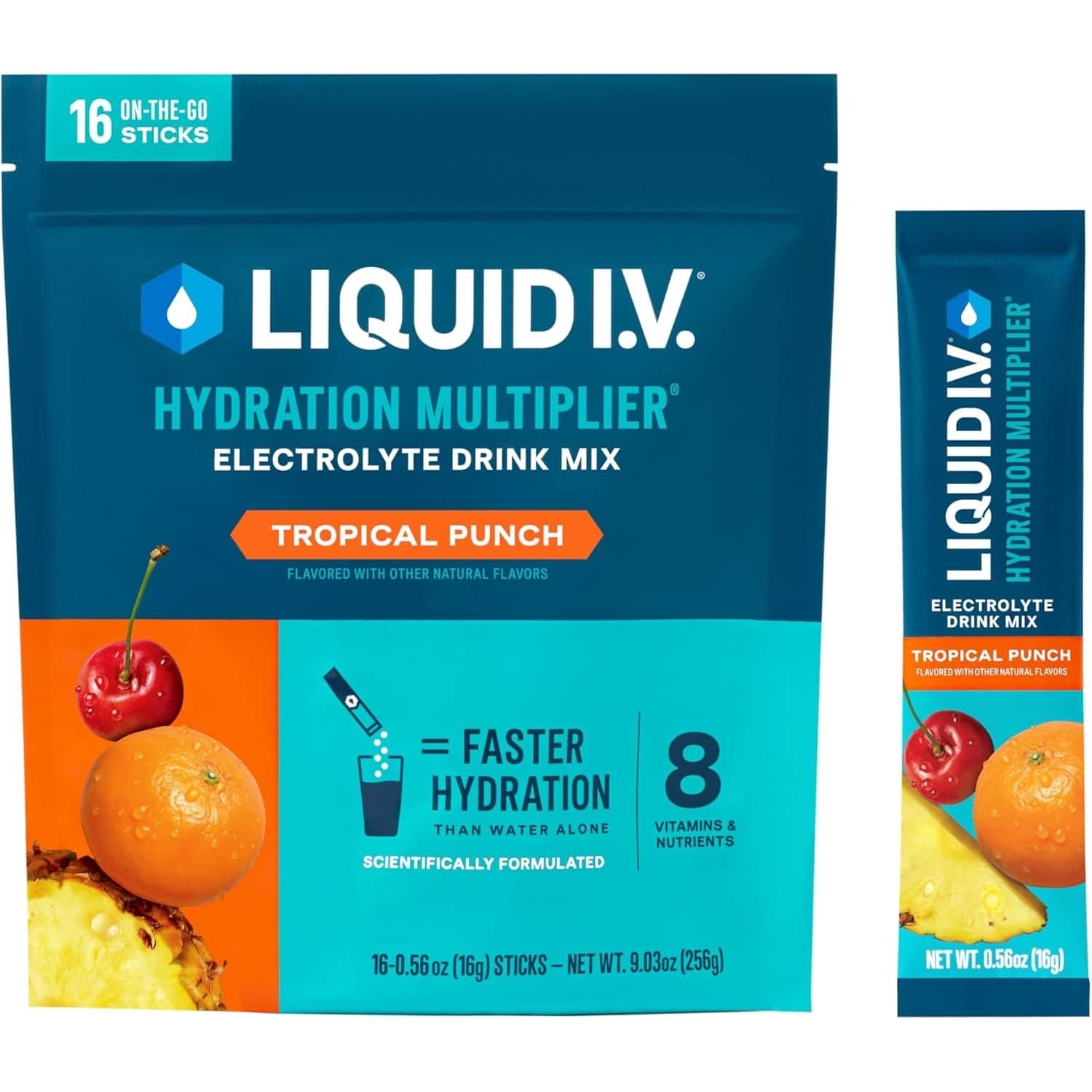 L I.V. Hydration Multiplier Tropical Punch 16 Servings Electrolyte Drink Mix