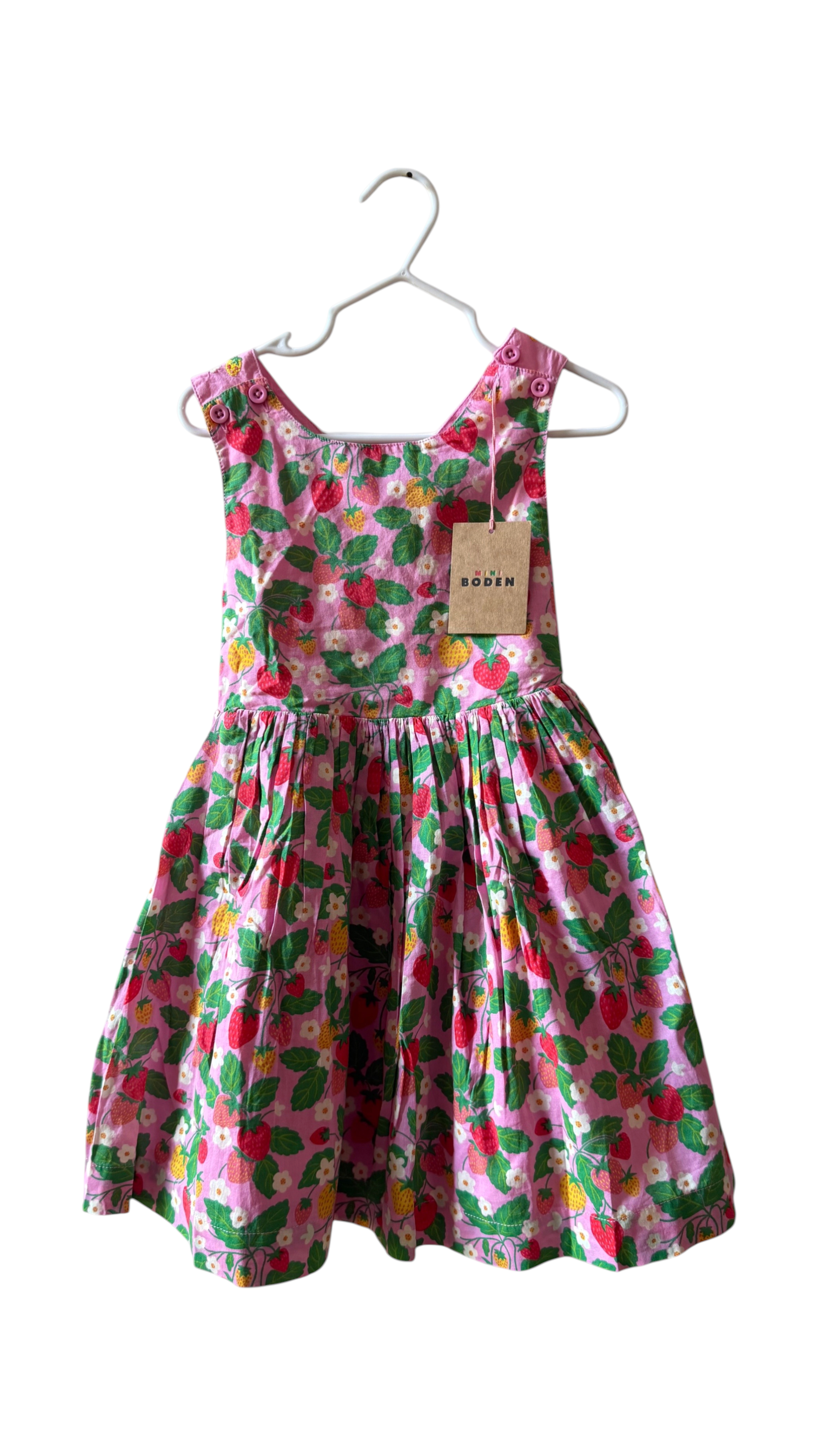 Mini Boden Girls Strawberry Print Dress 3-4Y