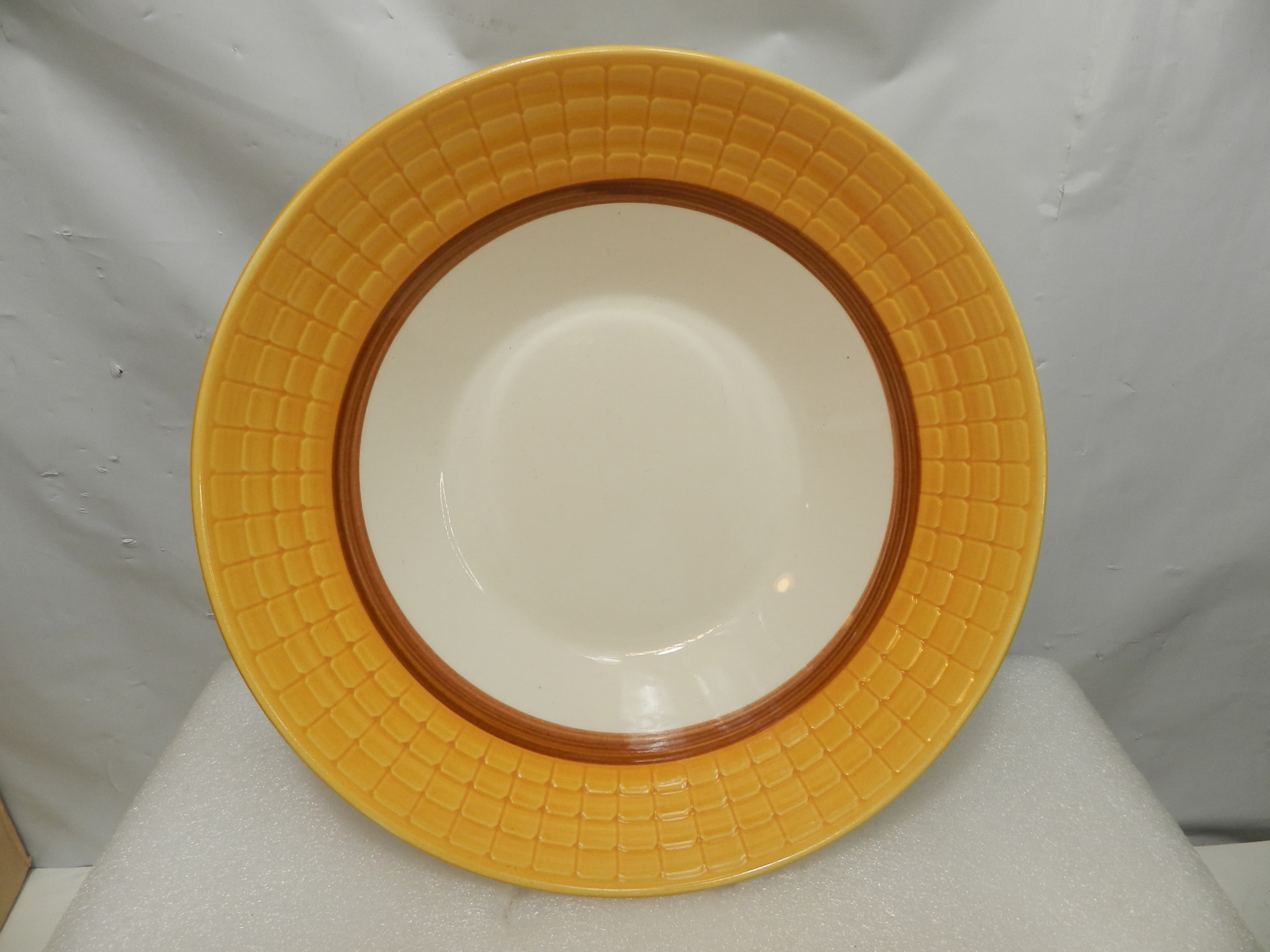 VTG Eternal Stone Ceramic Vegetable Serving Bowl Yellow/Brown Alicia 4734 (P48J)