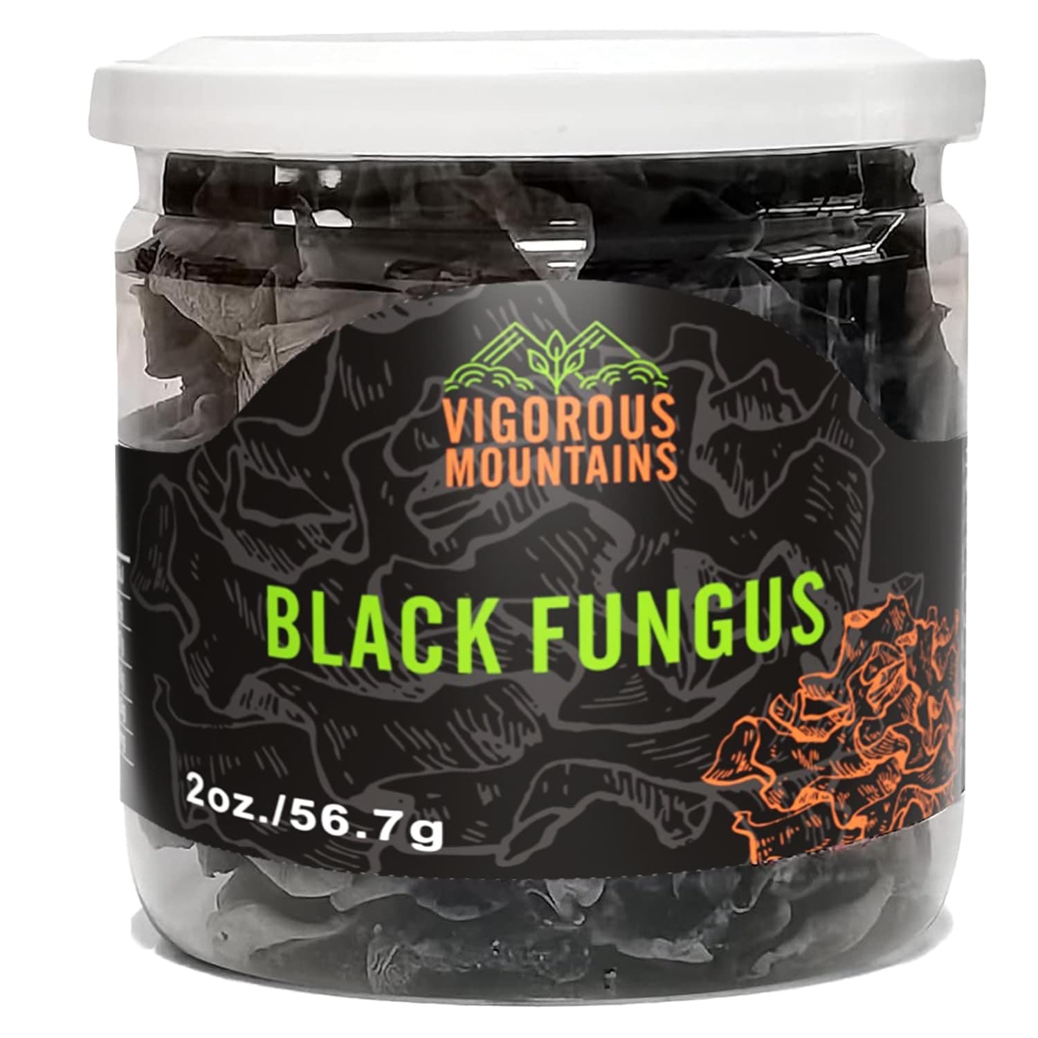 Vigorous Mountains Dried Black Fungus Woodear Mushrooms 2oz 野木耳 Dry Mushrooms