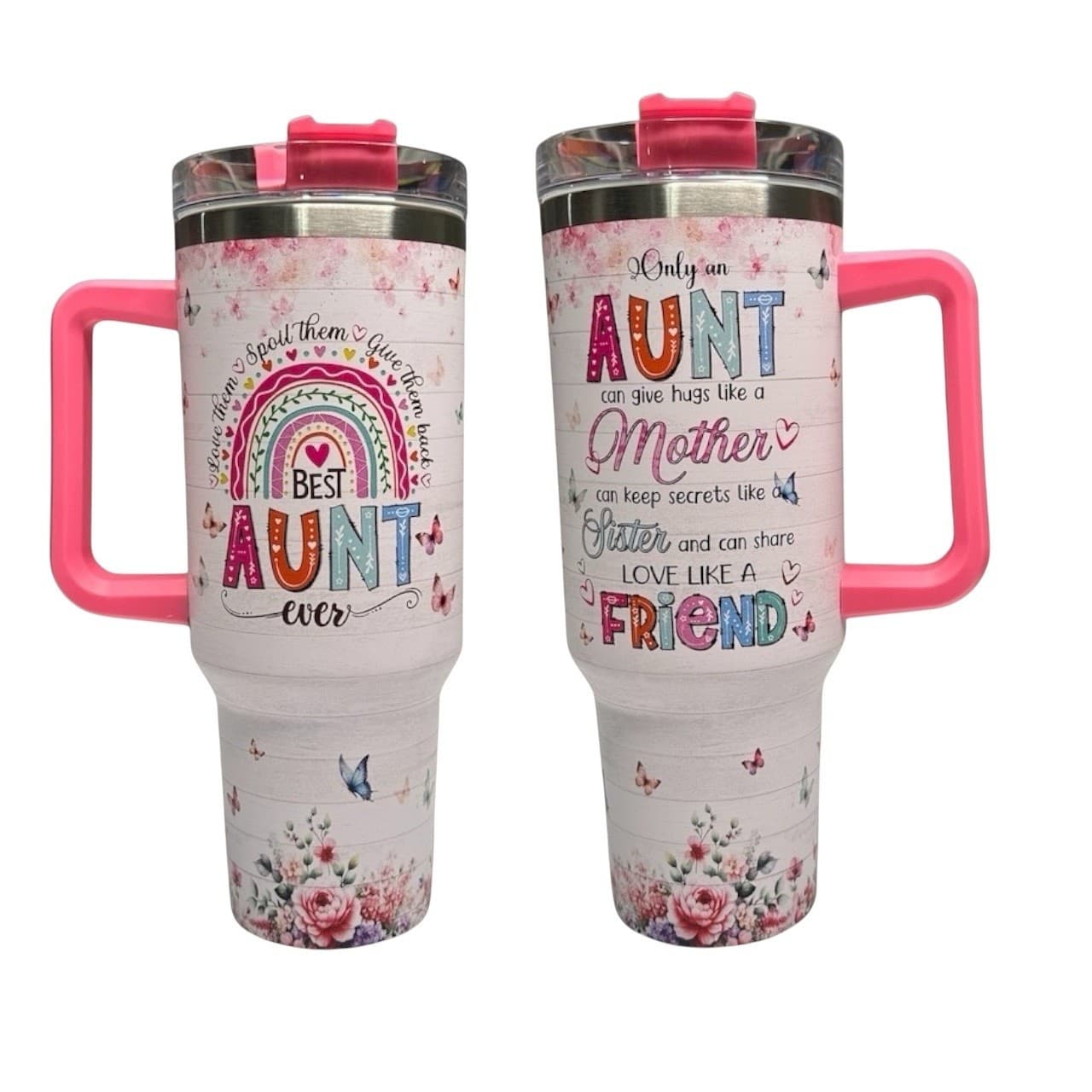 40oz Tumbler Best Aunt Ever With Handle Lid Straw Gift For Aunt Women Cup