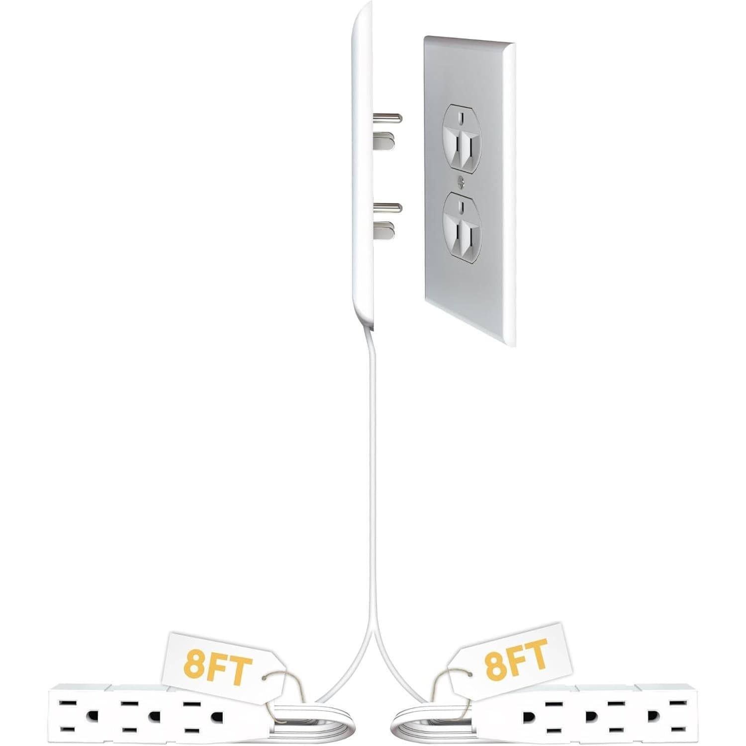 Ultra-Thin Outlet with Cord Kit & Power Strip, 8-ft cord