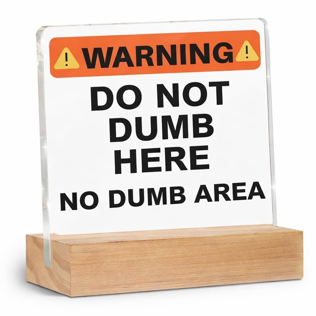 Funny Office Desk Decor Acrylic Sign Do Not Dumb Here 4x4 Gift Coworker