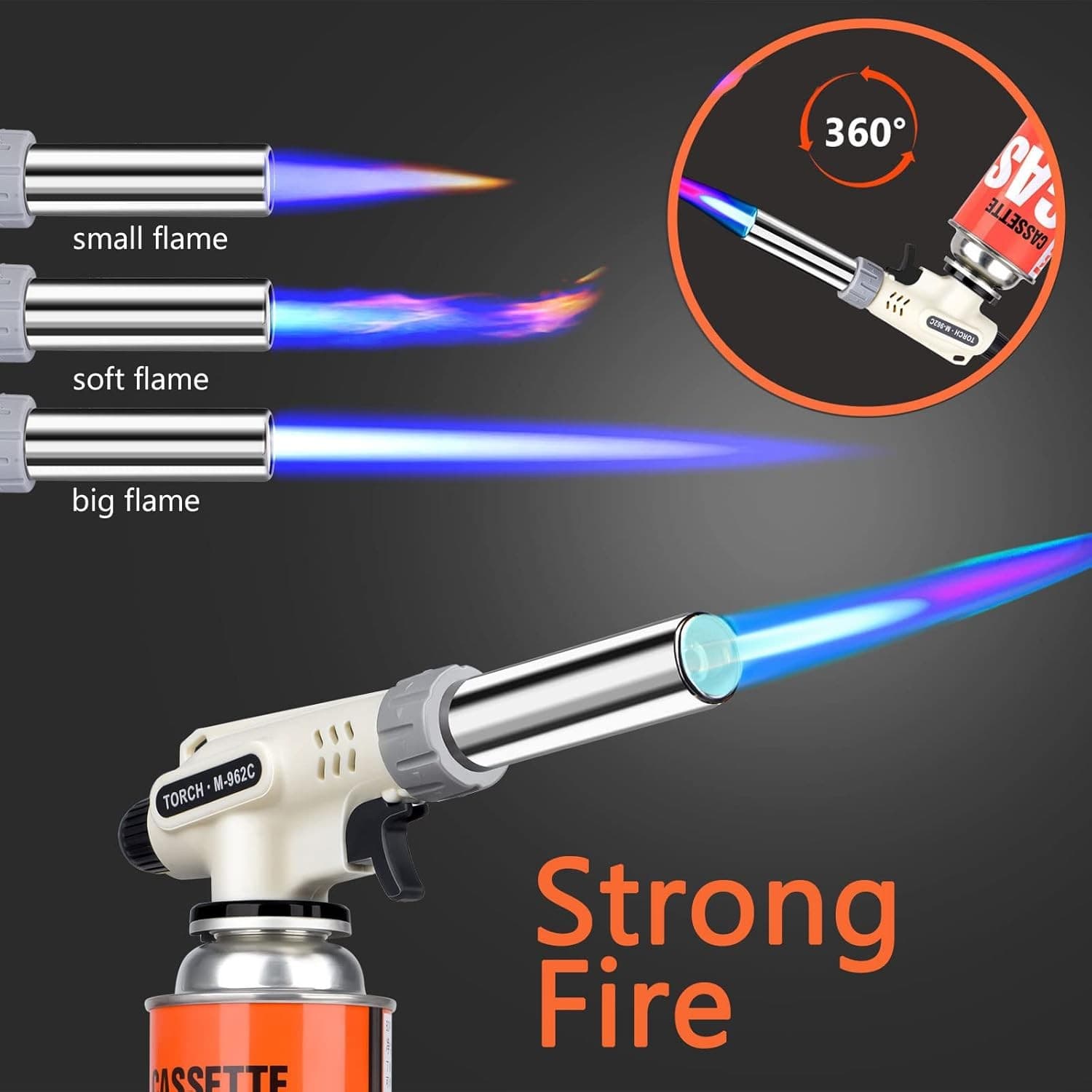Culinary Professional Kitchen Butane Torch – Adjustable Flame (Gas Not Included)