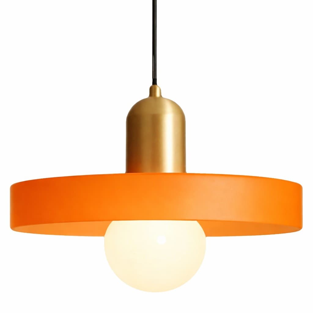 Orange Glass Pendant Light Brass Gold Hanging Lamp Kitchen Island E26
