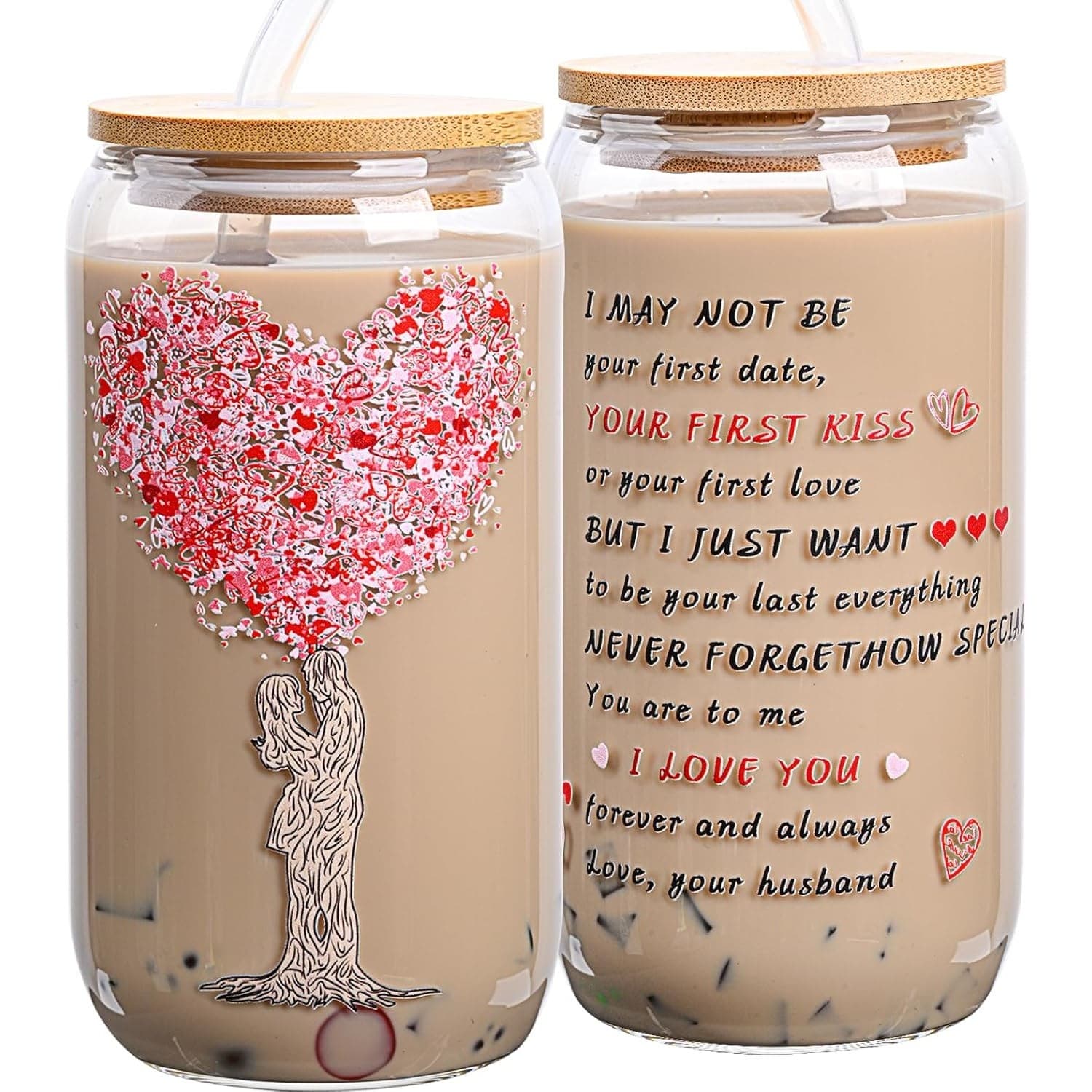 16oz Glass Coffee Mug Gifts for Wife from Husband Birthday Anniversary Cup