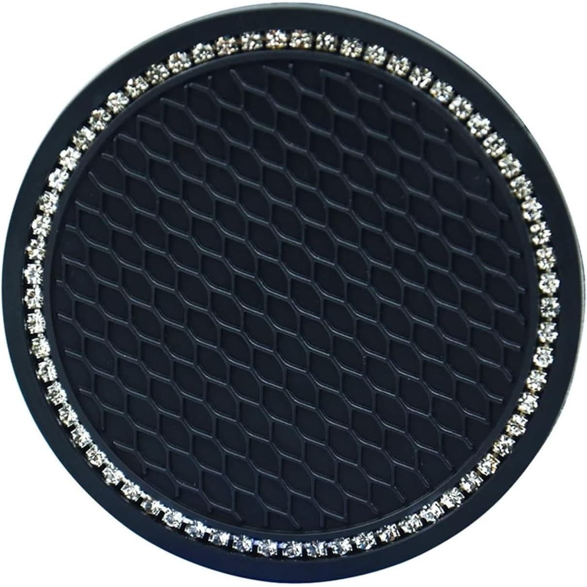 Car Cup Holder Coaster Anti Slip PVC Mat Bling Rhinestone Universal Black