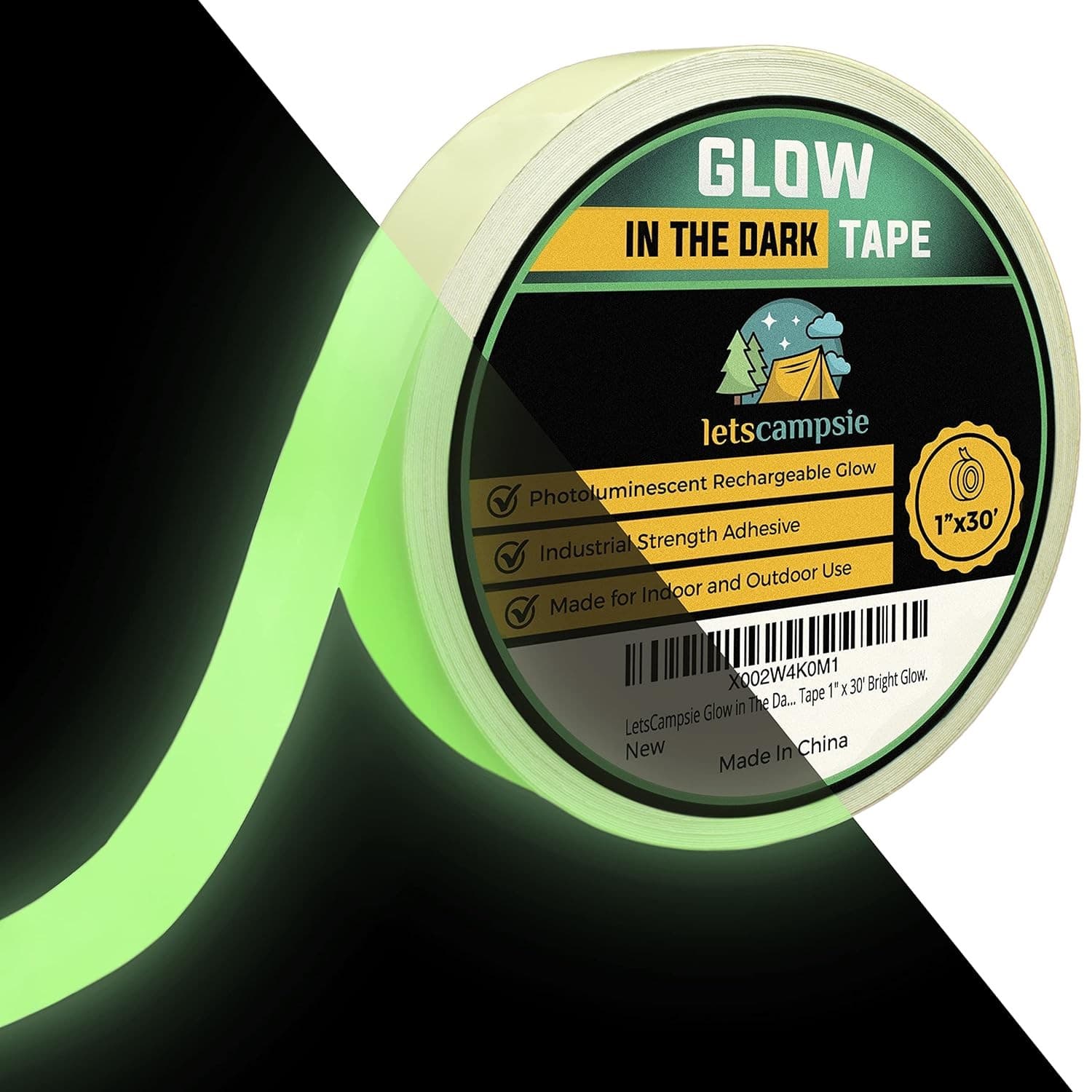 Glow in The Dark Tape 30ft x 1in Luminous Safety Tape Waterproof Strong Adhesive