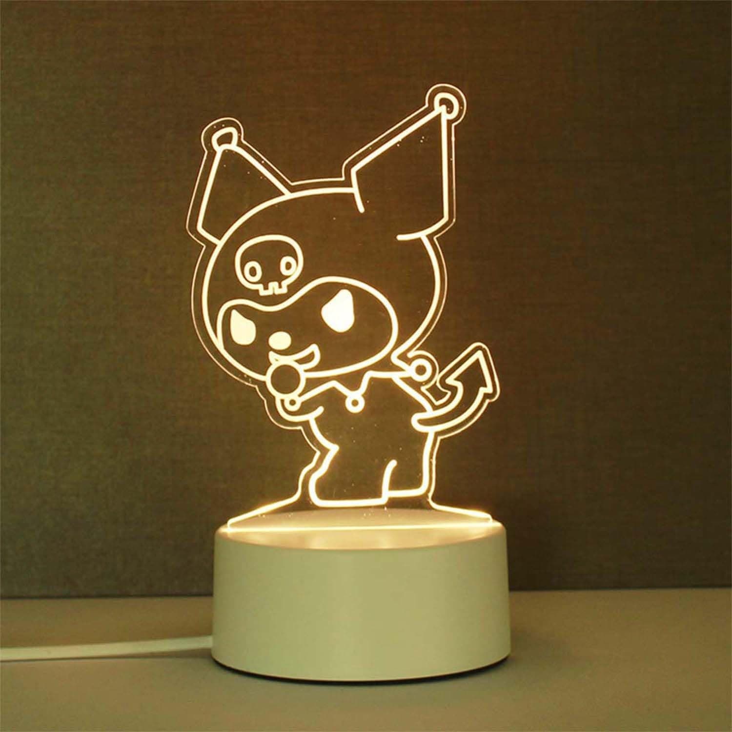 3D LED Anime Night Light Kawaii Cartoon Acrylic Lamp USB 3 Color Kids Room