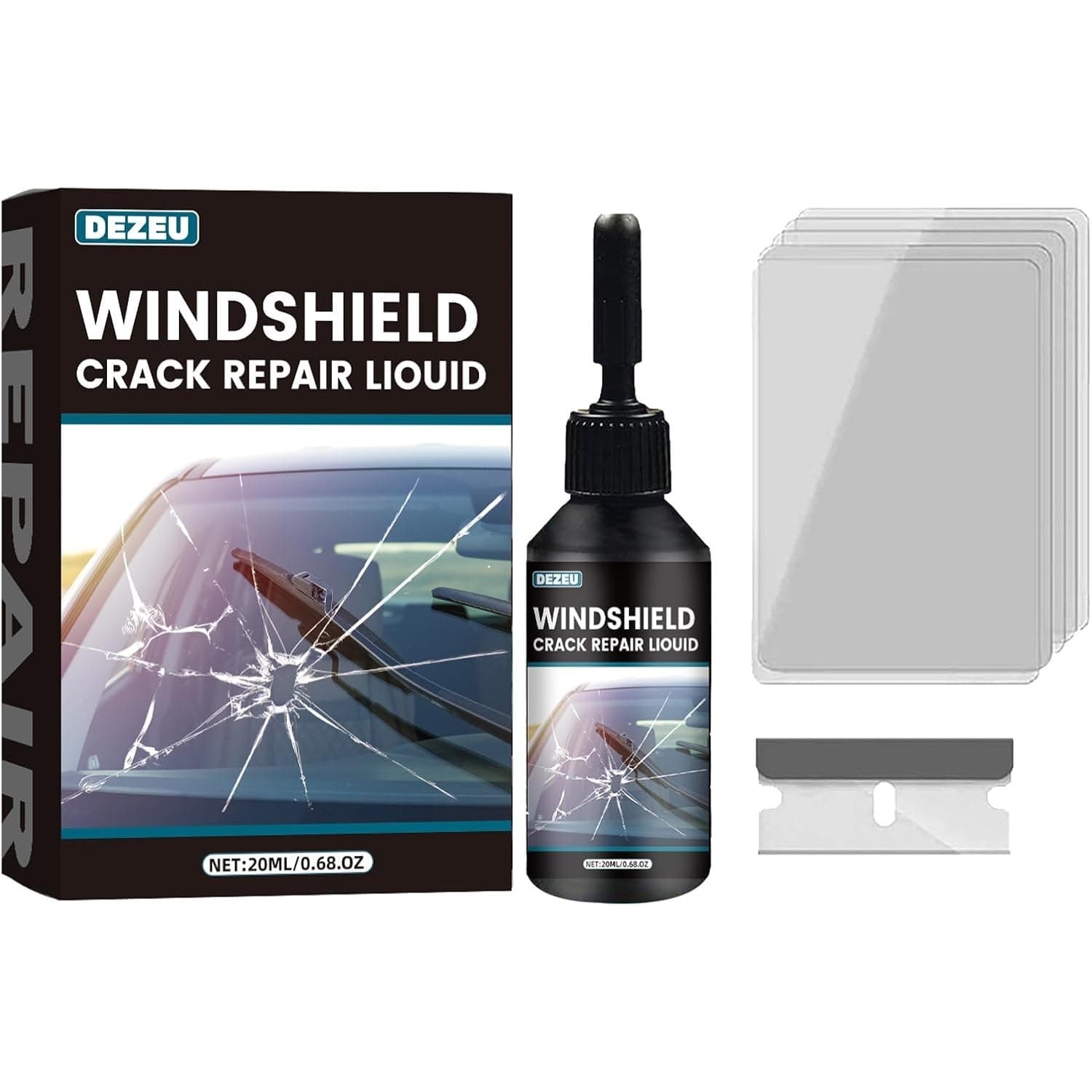 Windshield Crack Repair Kit 5Min Quick Glass Fix Car Chip Resin Repair Tool 20ml