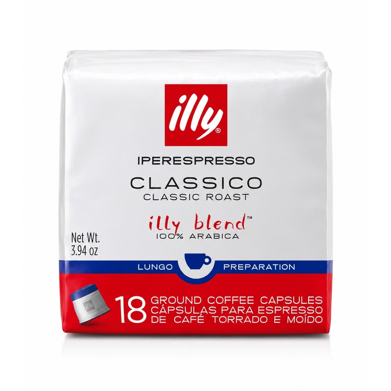 illy IperEspresso Classico Lungo Coffee Capsules Medium Roast 18 Count Arabica