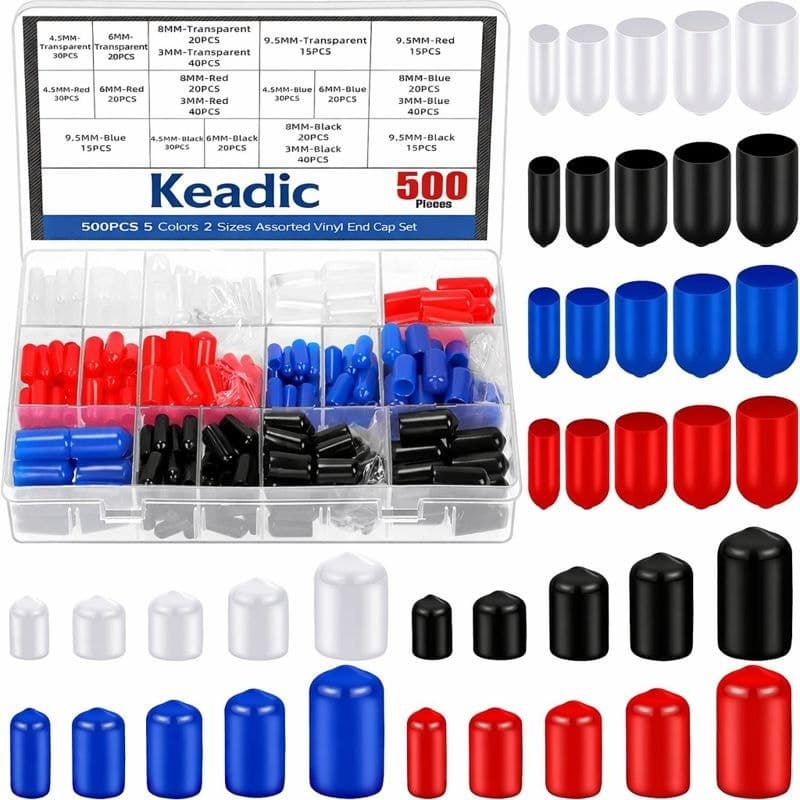 Keadic 500pcs Vinyl Rubber End Caps 3-9.5mm Thread Protector Screw Covers New