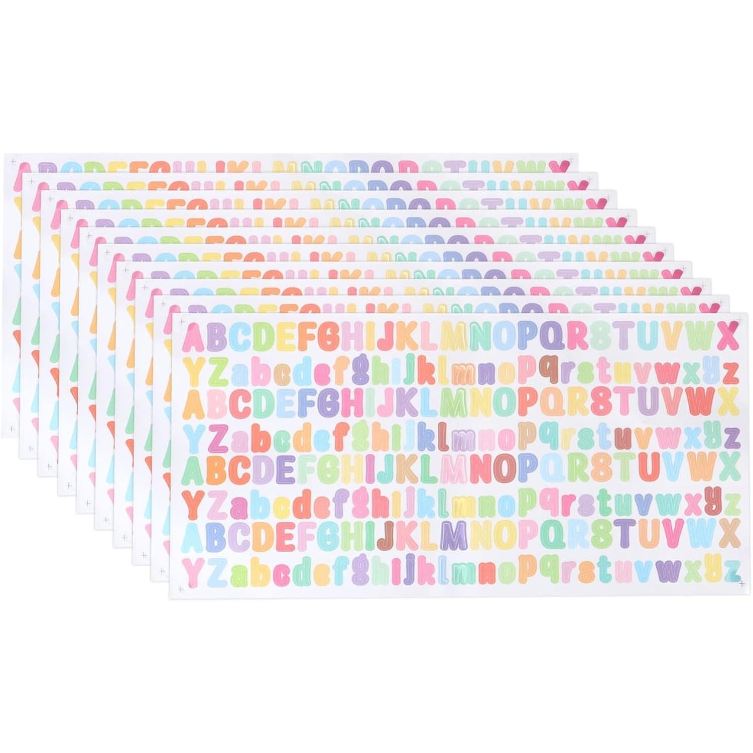 2080pcs 1/2" Colorful Vinyl Alphabet Letter Stickers 10 Sheets DIY Craft
