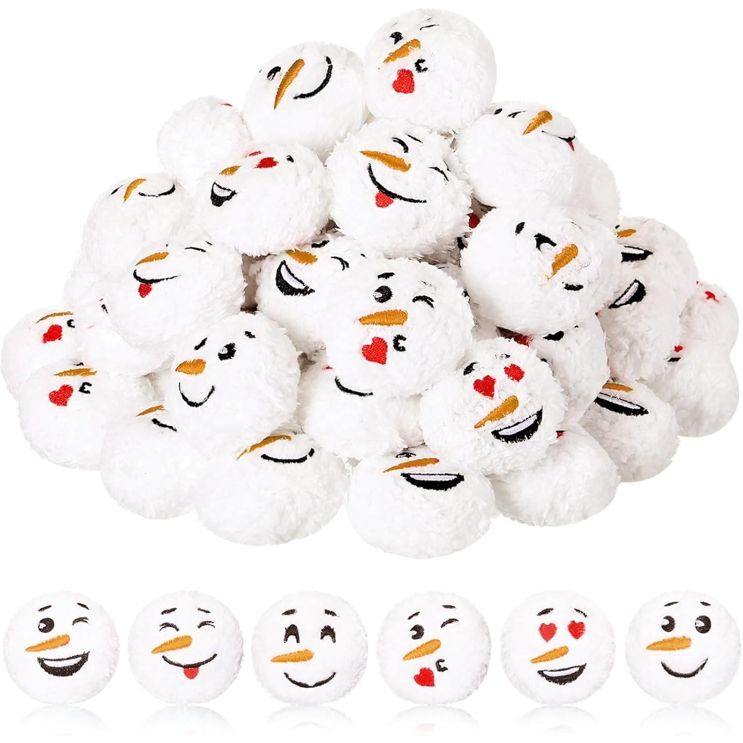 96PCS Snowman Snowballs 2.4" Soft Indoor Outdoor Christmas Party Craft Decor