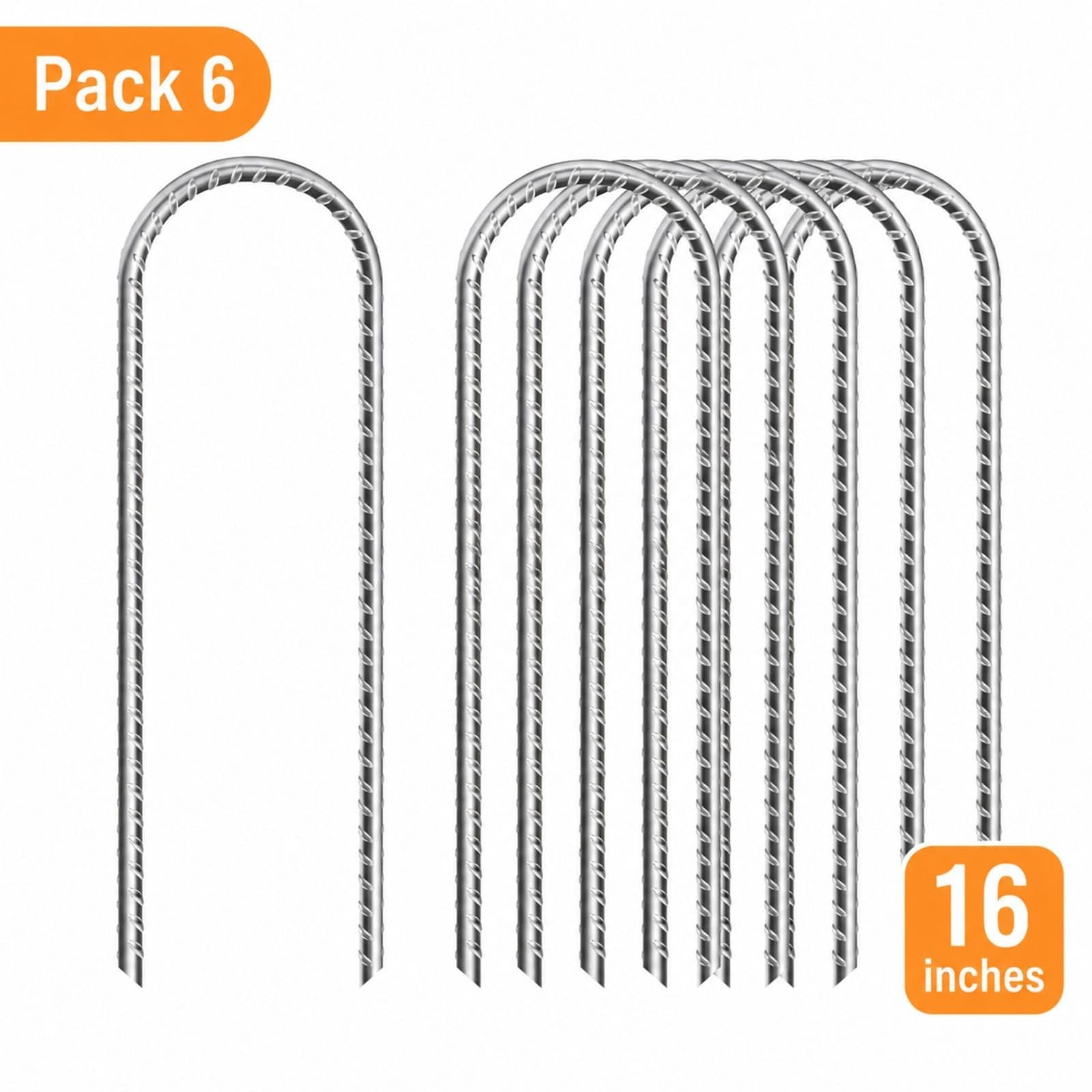 16in Trampoline Anchors Heavy Duty Ground Stakes Galvanized Steel ( Pack 6 )