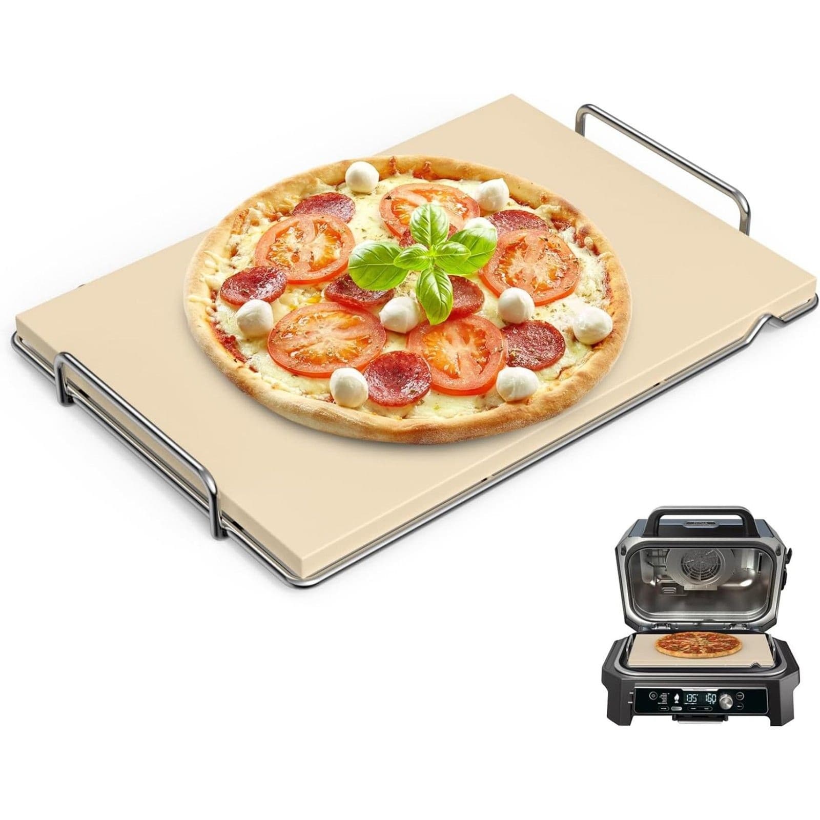 Pizza Stone Set for Ninja Woodfire OG800 OG900 Grill Oven Baking Stone Rack
