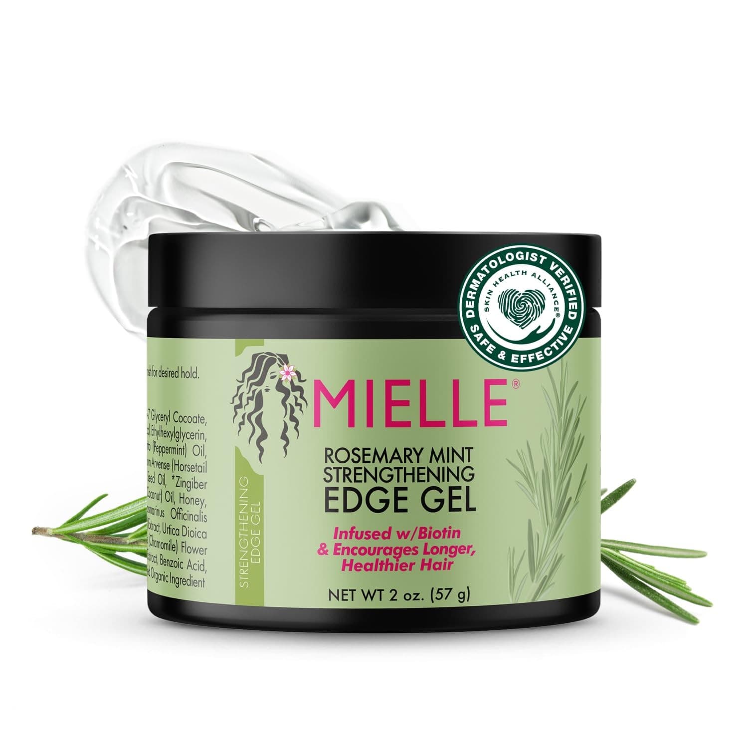 Mielle Rosemary Mint Edge Gel 2oz Strengthening Hold Shine Biotin New