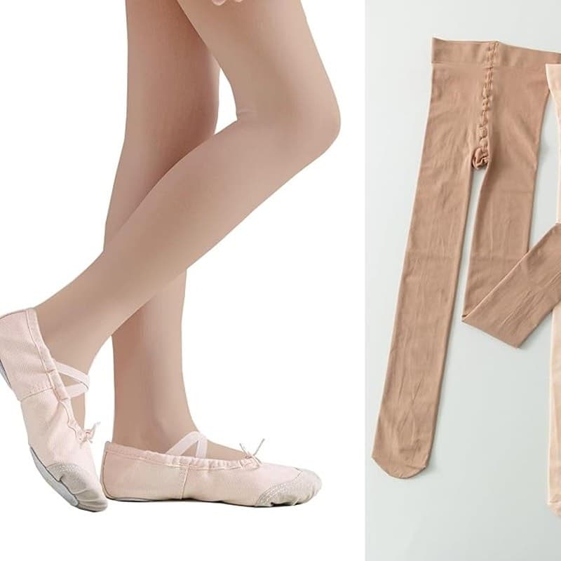 Girls Ballet Tights Footed Dance Tights Nude 2 Pack Size 8-11 Years