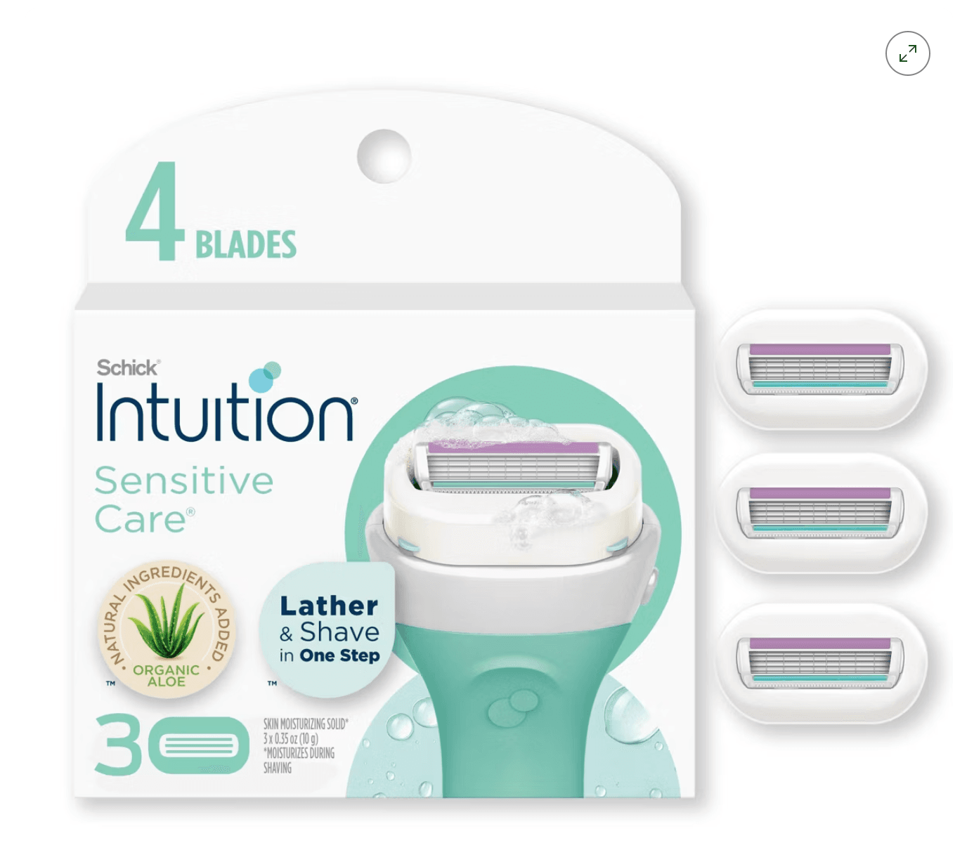 Schick Intuition Sensitive Care Razor Refills 3ct Aloe 4 Blade Womens Skin