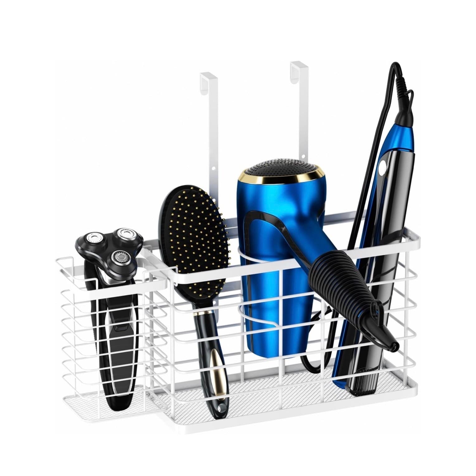 Hair Tool Organizer Wall Mount Dryer Holder Cabinet Door 3 in 1 No Drill White