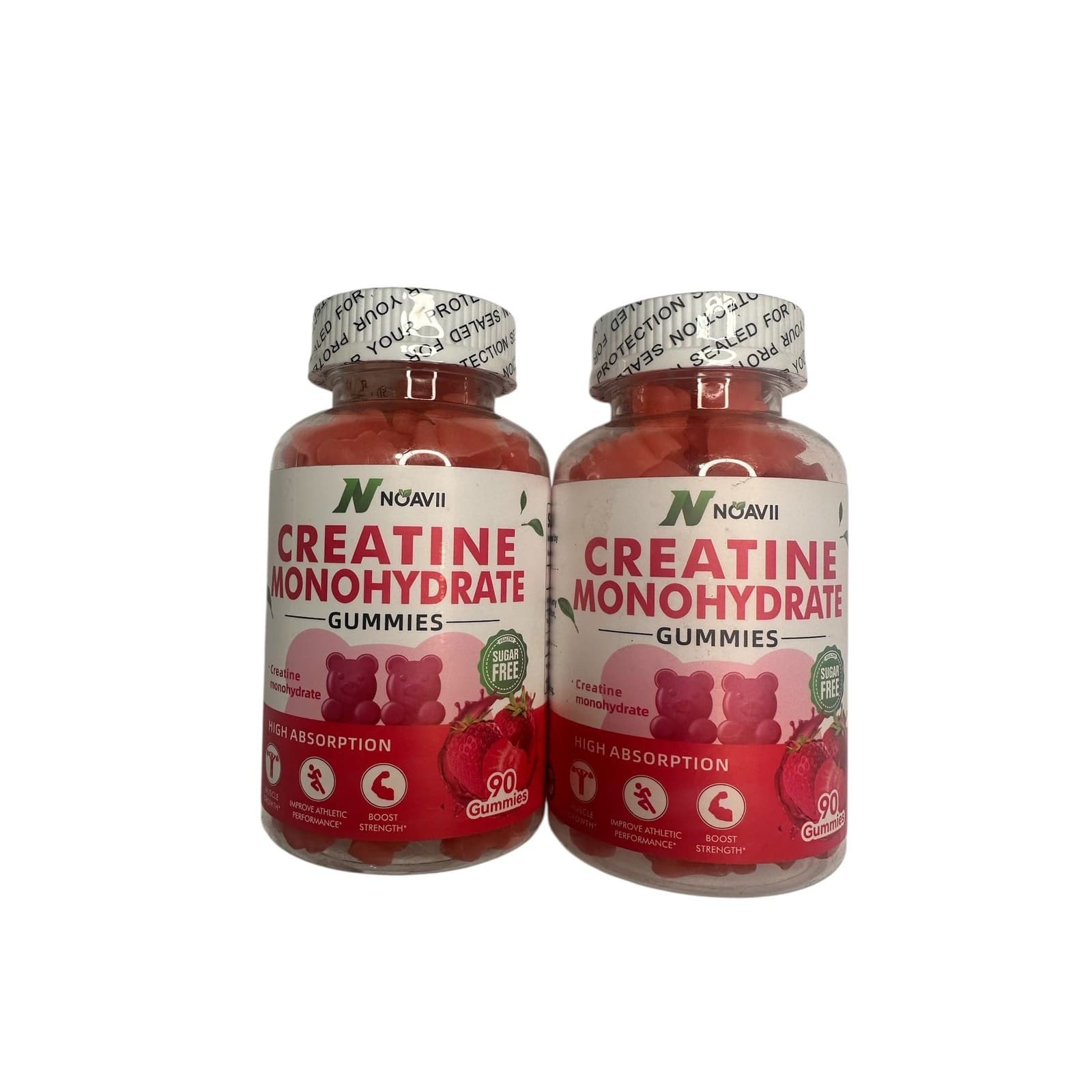 Noavii Strawberry Creatine Monohydrate Gummies 5000mg – 2 Pack, 180 Gummies