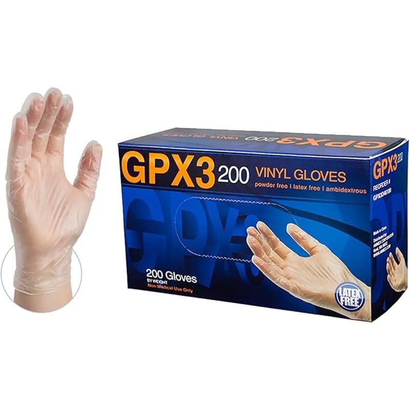 AMMEX GPX3 200 Clear Vinyl Gloves Medium Latex Free Powder Free Disposable