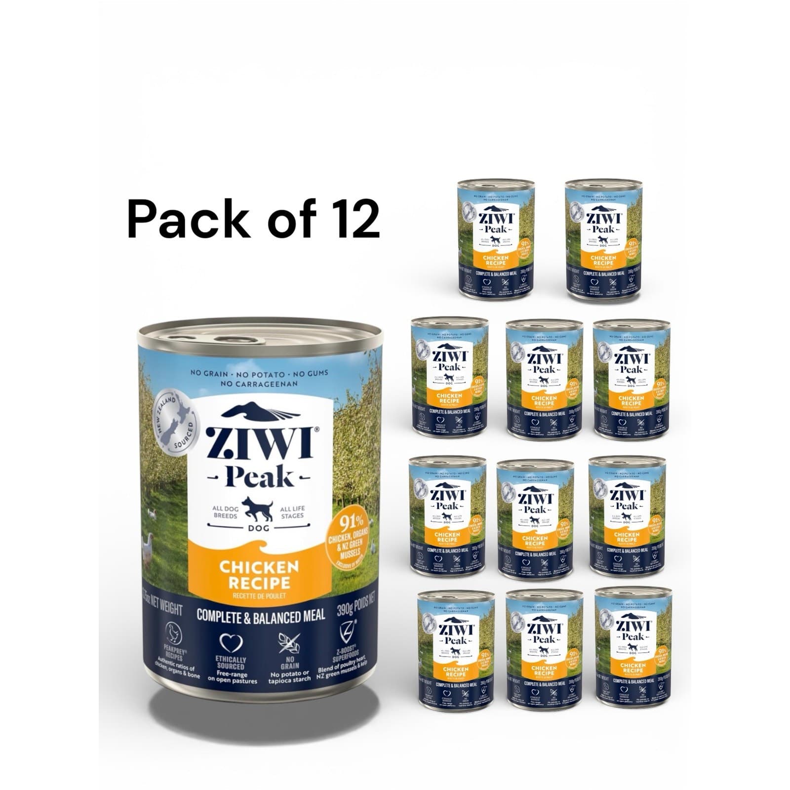 Ziwi Peak Chicken Wet Dog Food Grain Free High Protein 13.75oz ( 12 Pack )
